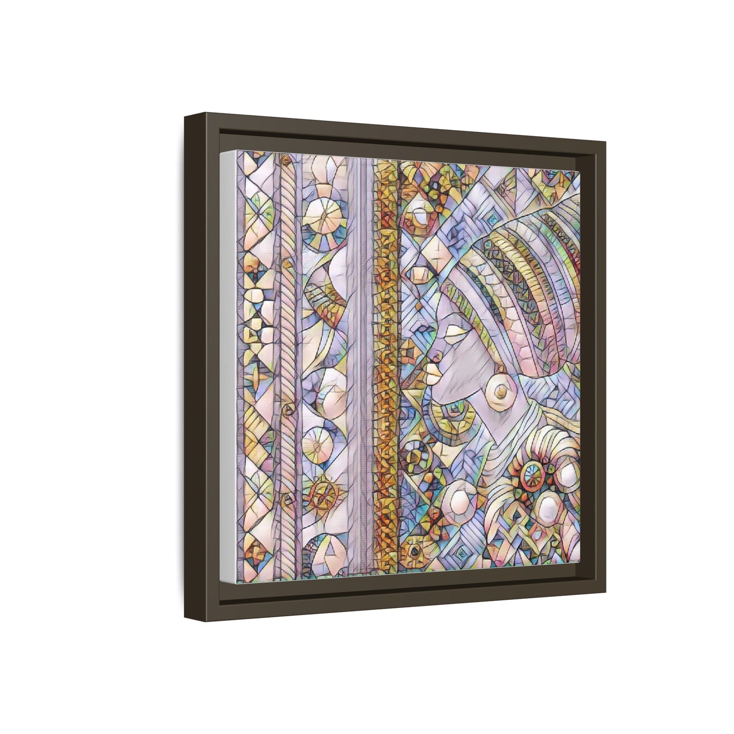 Afrocentric Stained-Glass Portrait Matte Framed Canvas