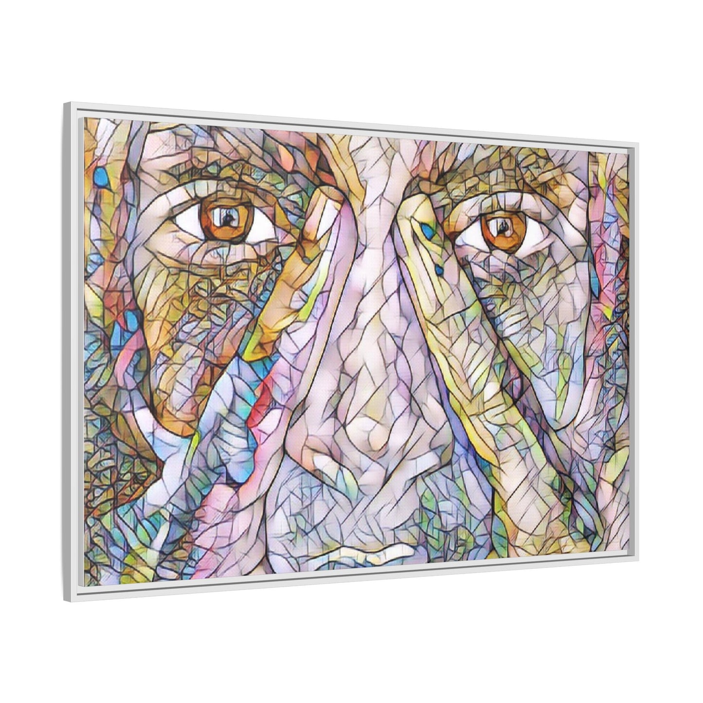 Abstract Stained-Glass Face Matte Canvas Framed Wall Art