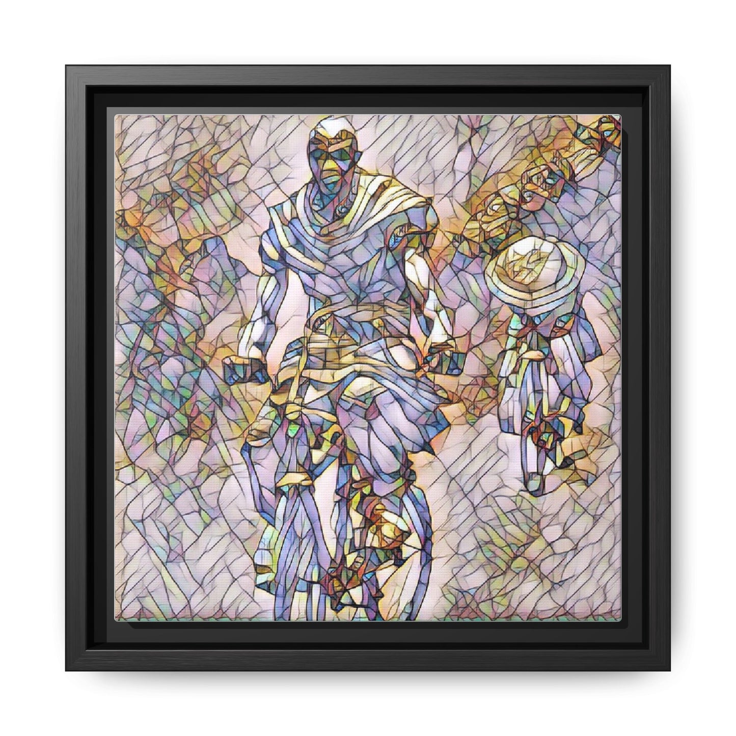 Framed Matte Canvas — Abstract Cyclist Artwork (Multi‑Color)