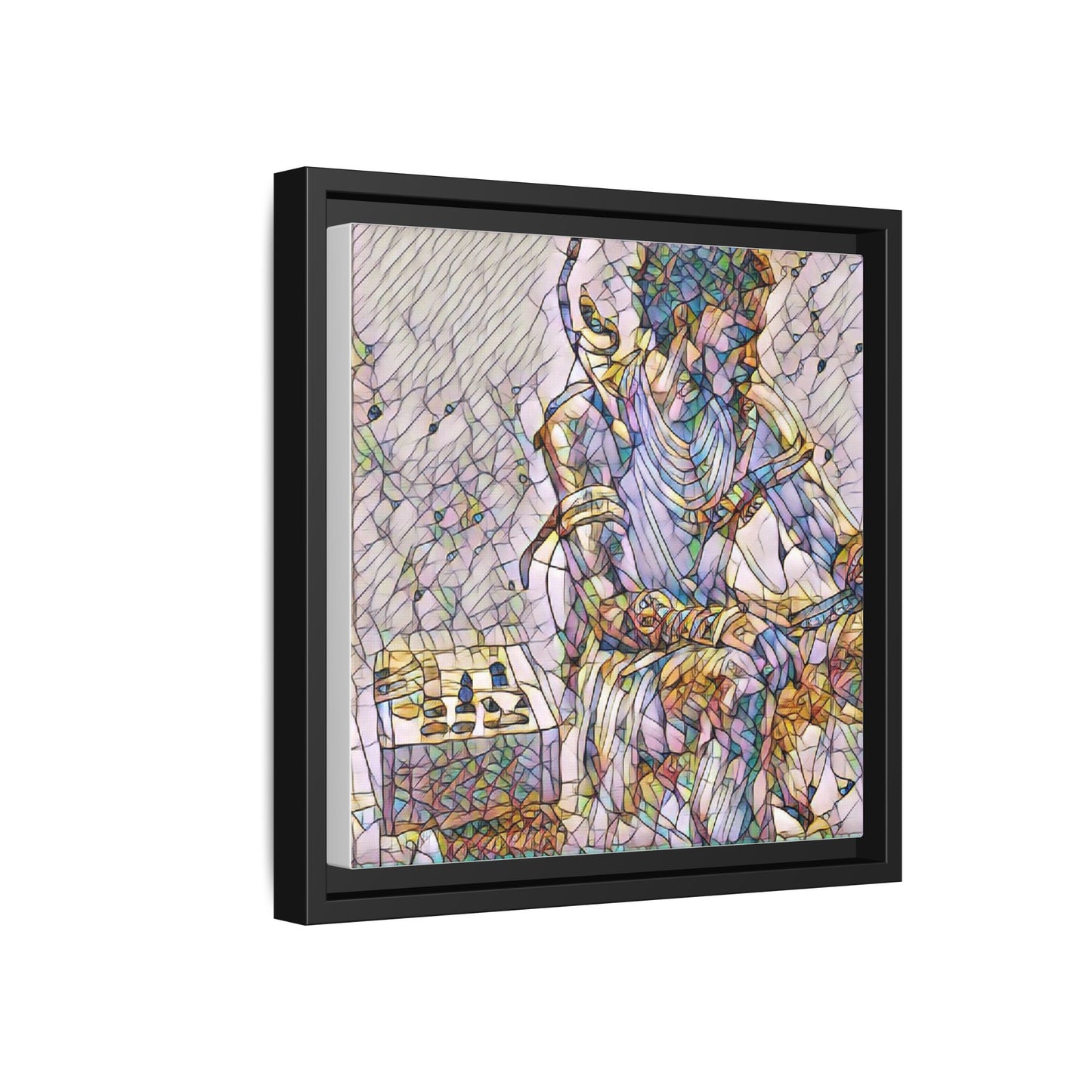Framed Matte Canvas Art — Abstract Stained-Glass Chess Player