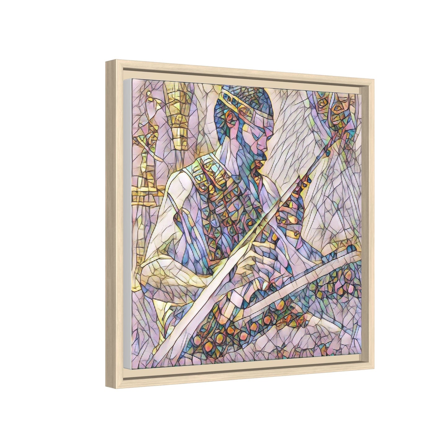 Framed Matte Canvas — Abstract Musician Stained-Glass Art Print