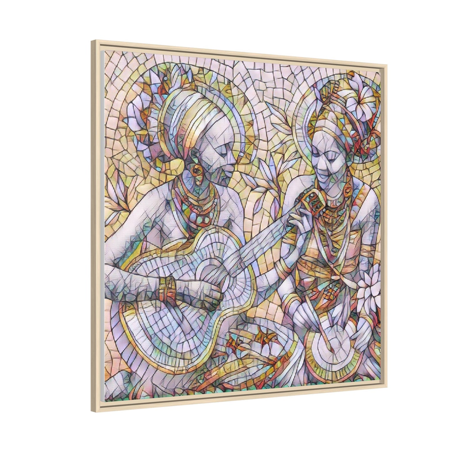 Framed Canvas Art – Colorful Mosaic Musicians Wall Decor