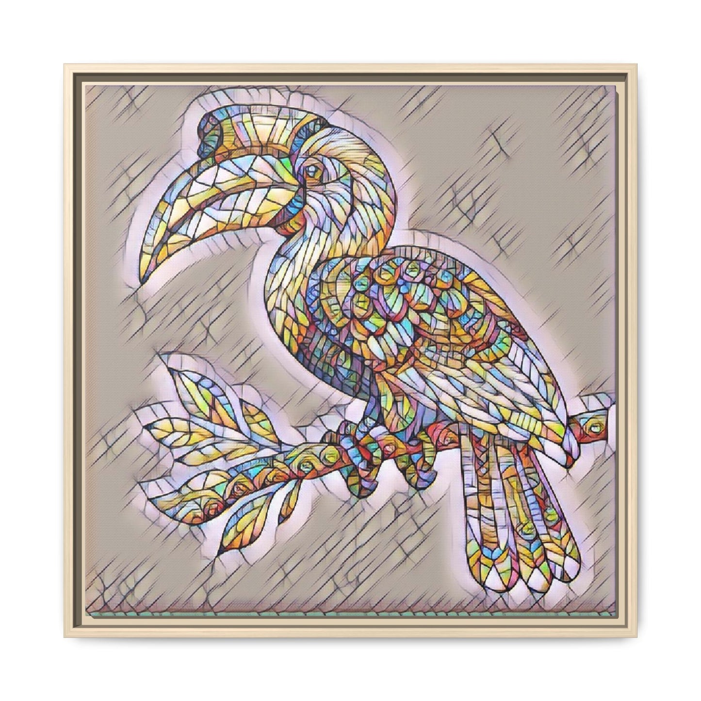 Colorful Stained Glass Toucan Matte Canvas Framed Wall Art