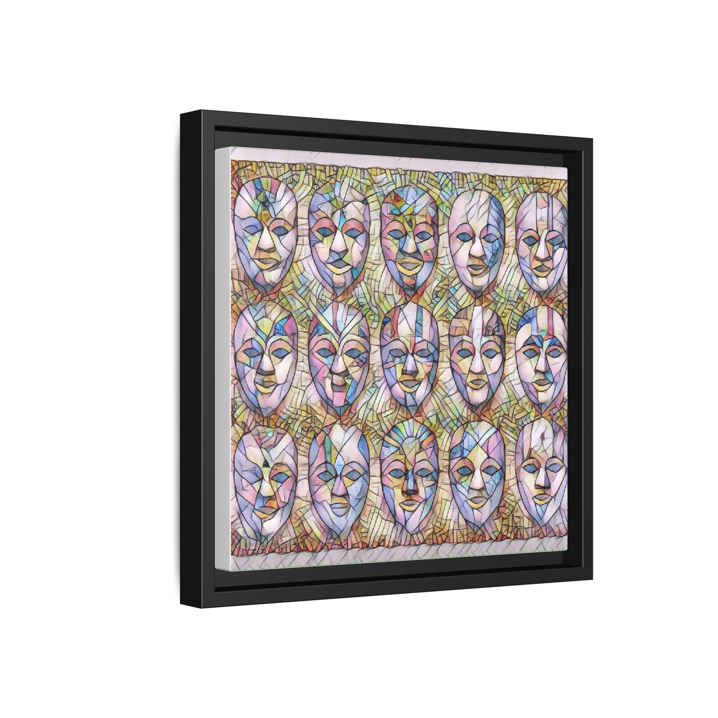 Abstract Mask Art Matte Canvas Print — Framed Multicolor Wall Art