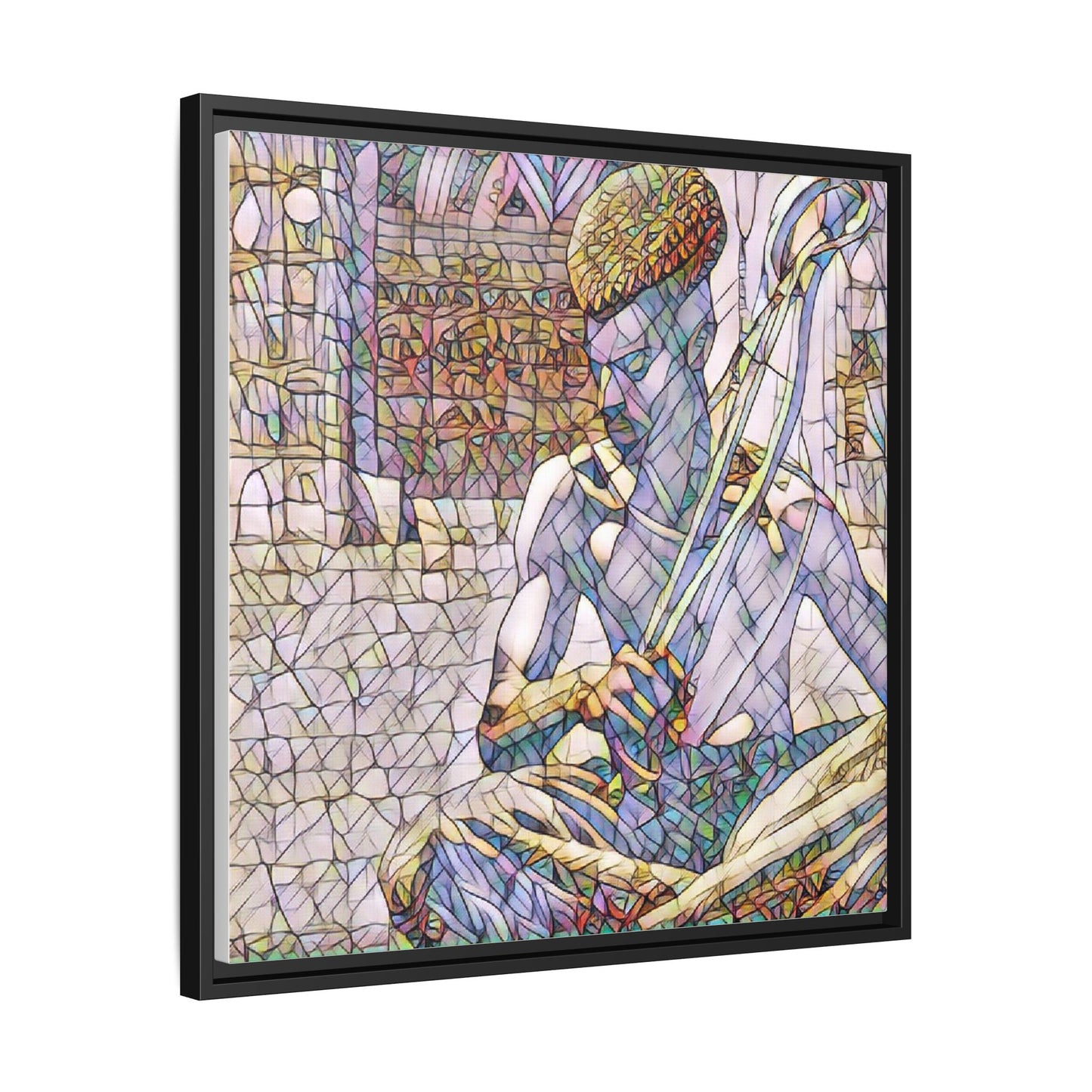 Framed Matte Canvas Art – Stained-Glass Style Musician Print