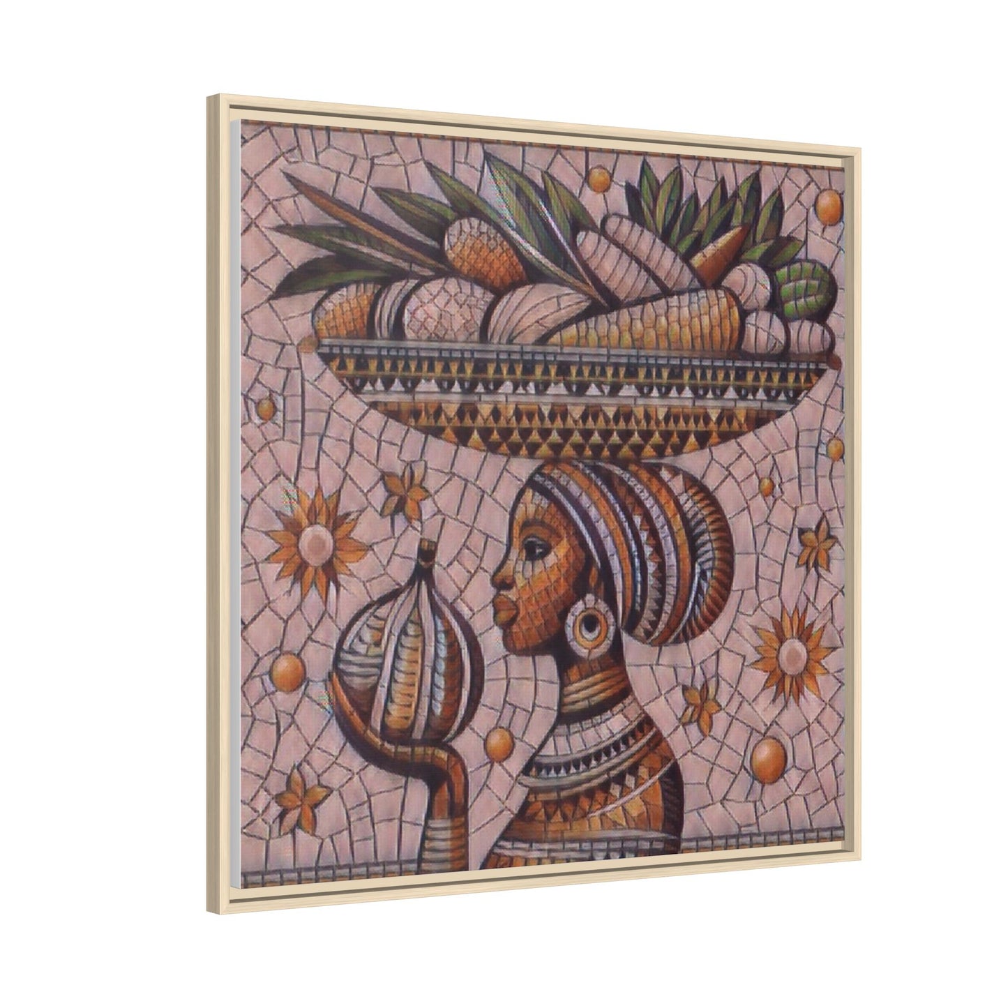 Egyptian Mosaic Goddess Matte Framed Canvas Wall Art