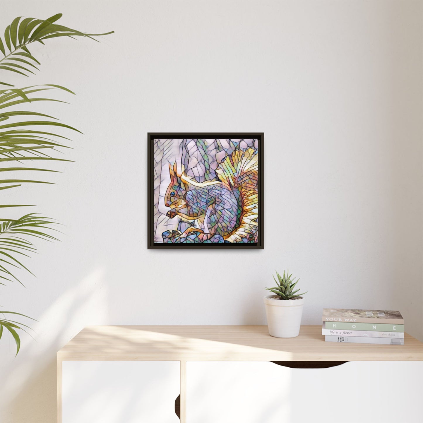 Framed Squirrel Mosaic Matte Canvas Wall Art