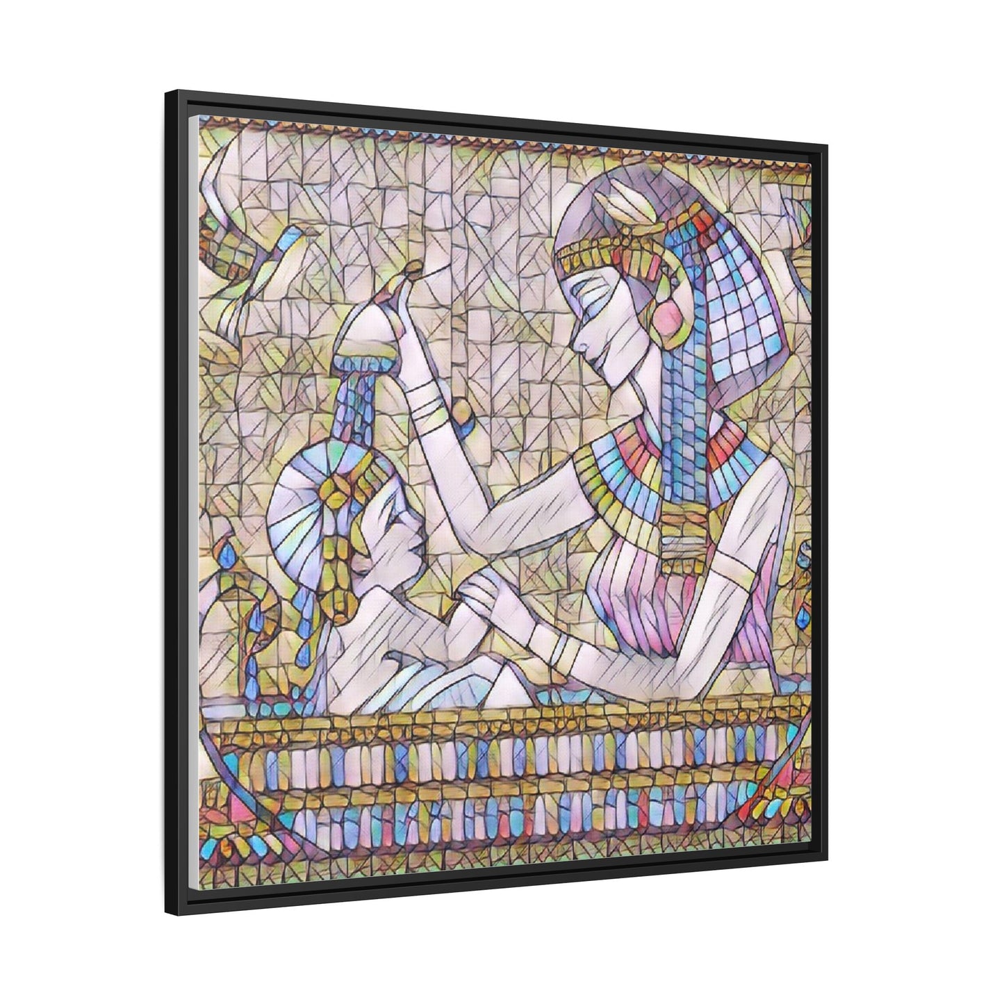 Egyptian Mosaic Mother & Child Framed Matte Canvas