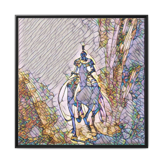 Stained-Glass Knight Matte Framed Canvas Wall Art