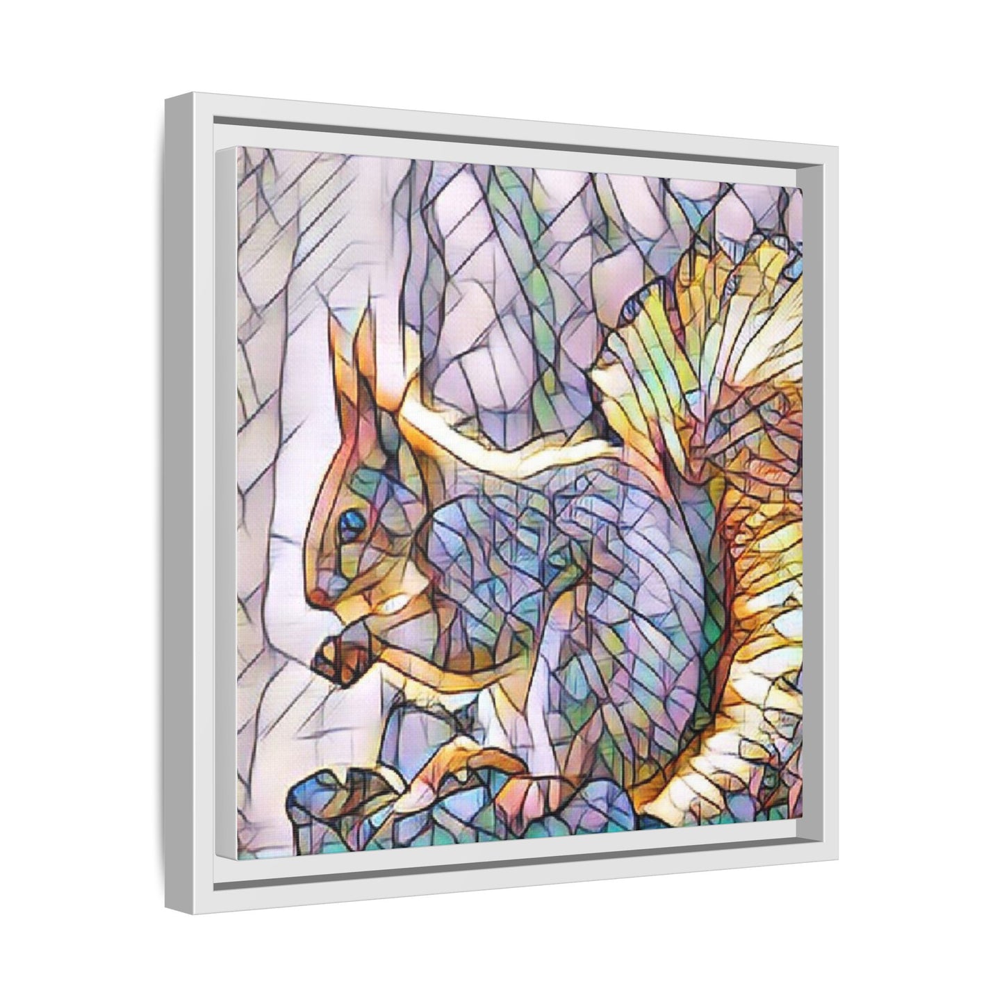 Framed Squirrel Mosaic Matte Canvas Wall Art