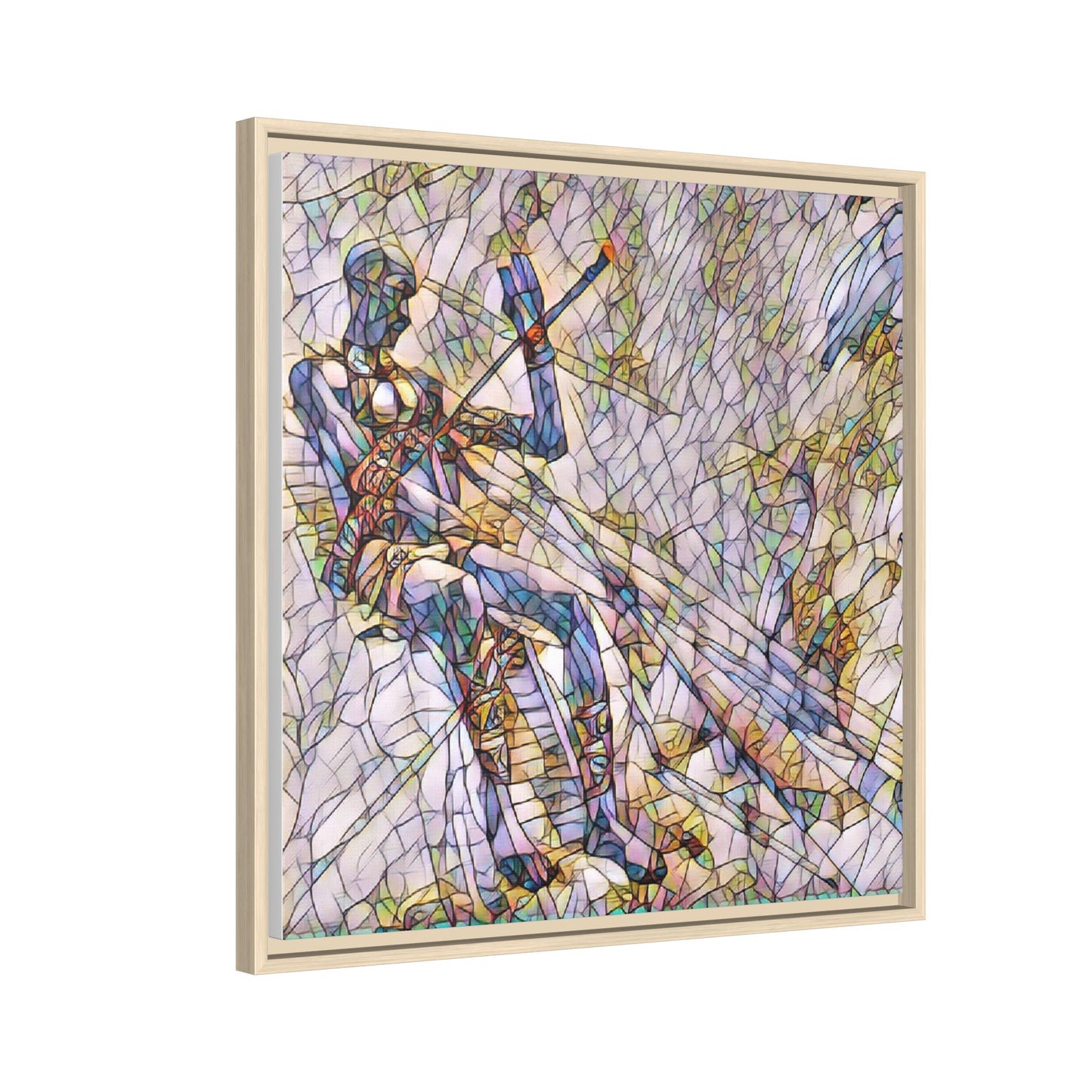 Abstract Stained-Glass Warrior Framed Canvas