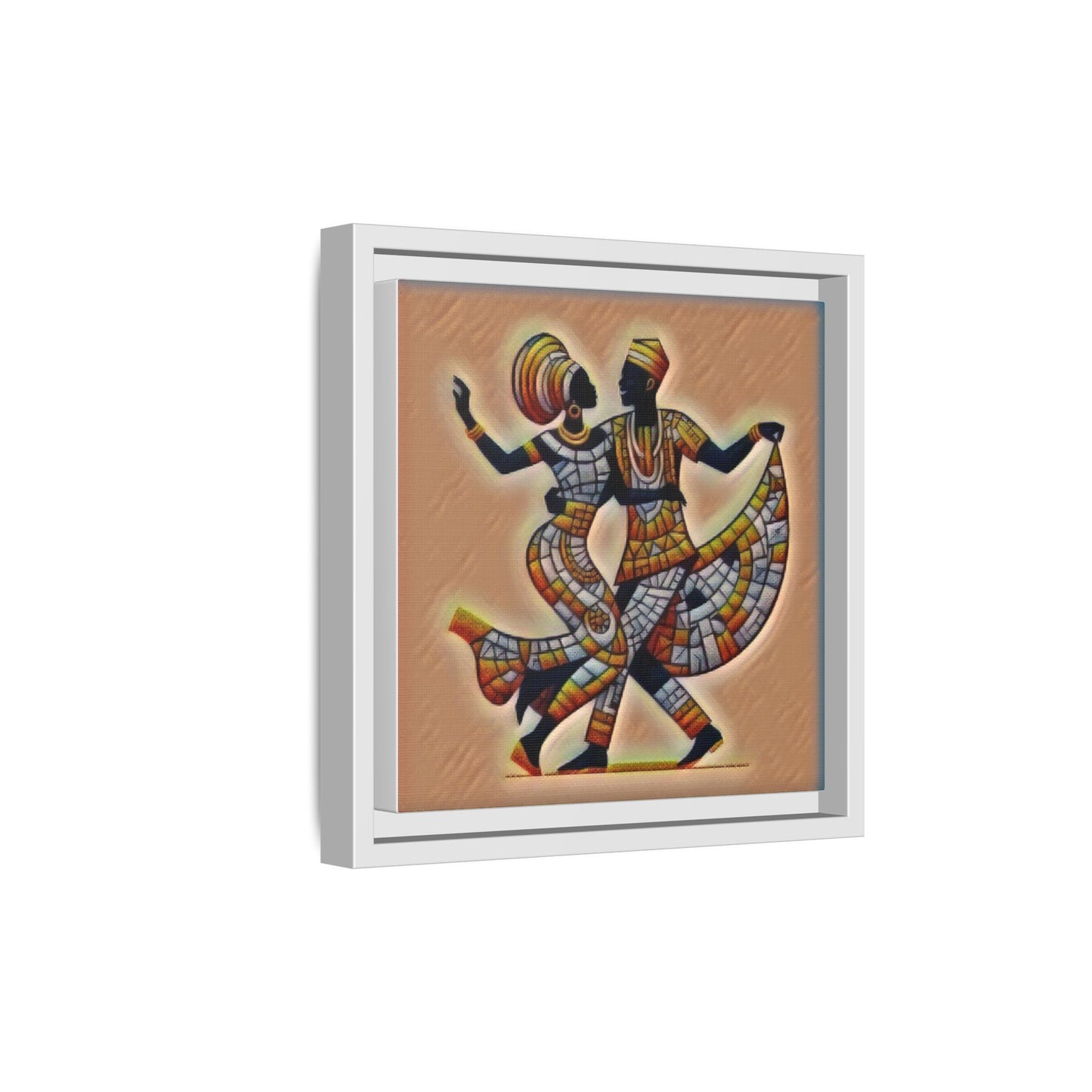 Framed African Dance Mosaic Art Print — Matte Canvas Wall Decor