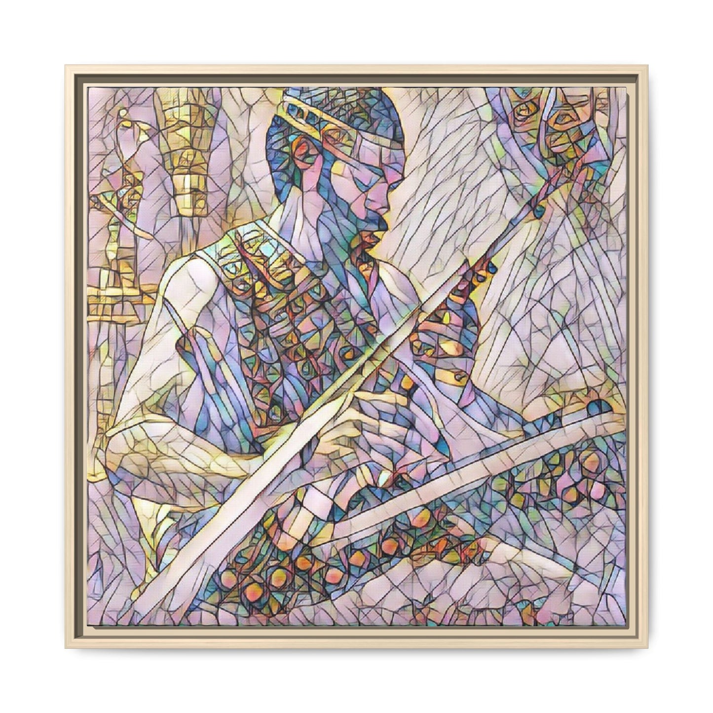 Framed Matte Canvas — Abstract Musician Stained-Glass Art Print