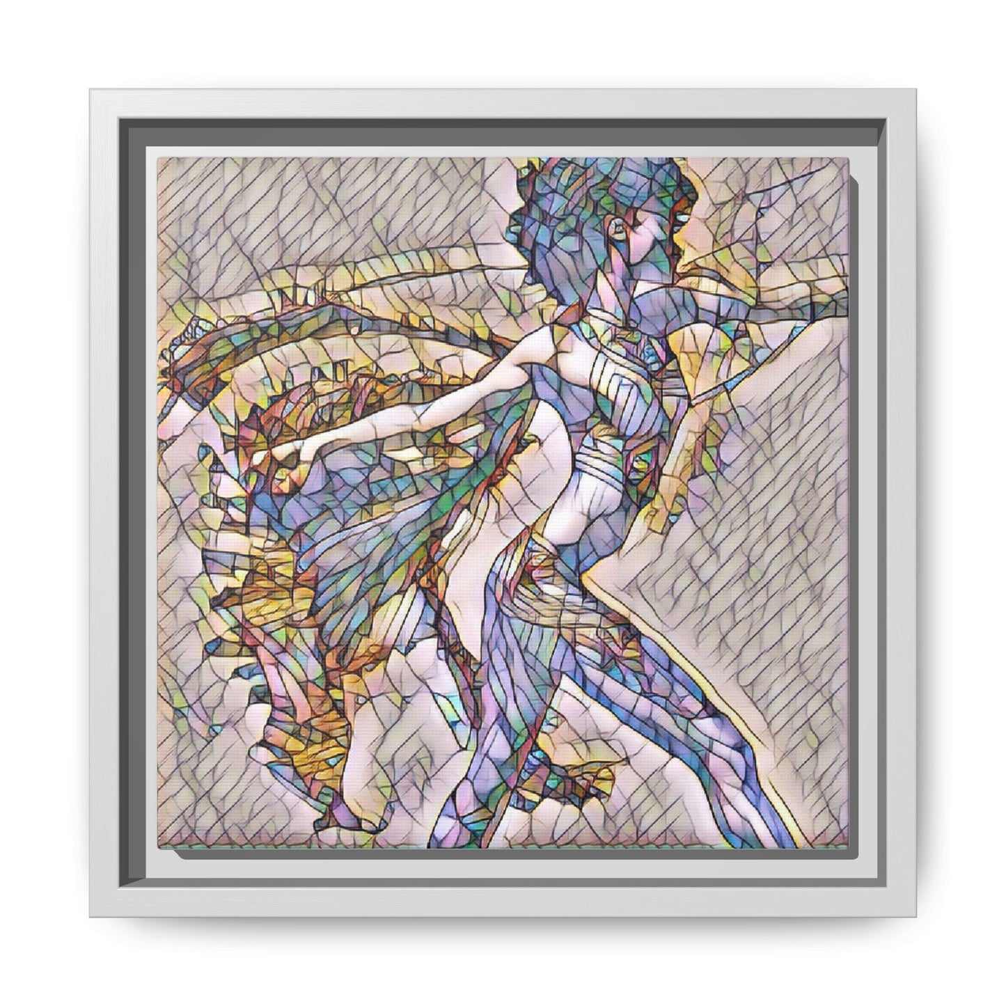 Abstract Stained-Glass Dancer Framed Canvas Art