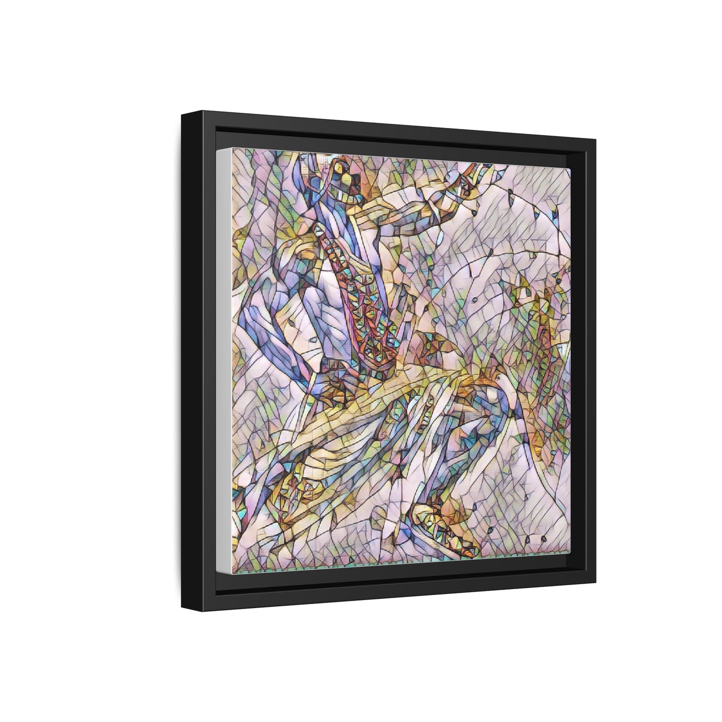 Abstract Stained-Glass Dancers — Framed Matte Canvas Art