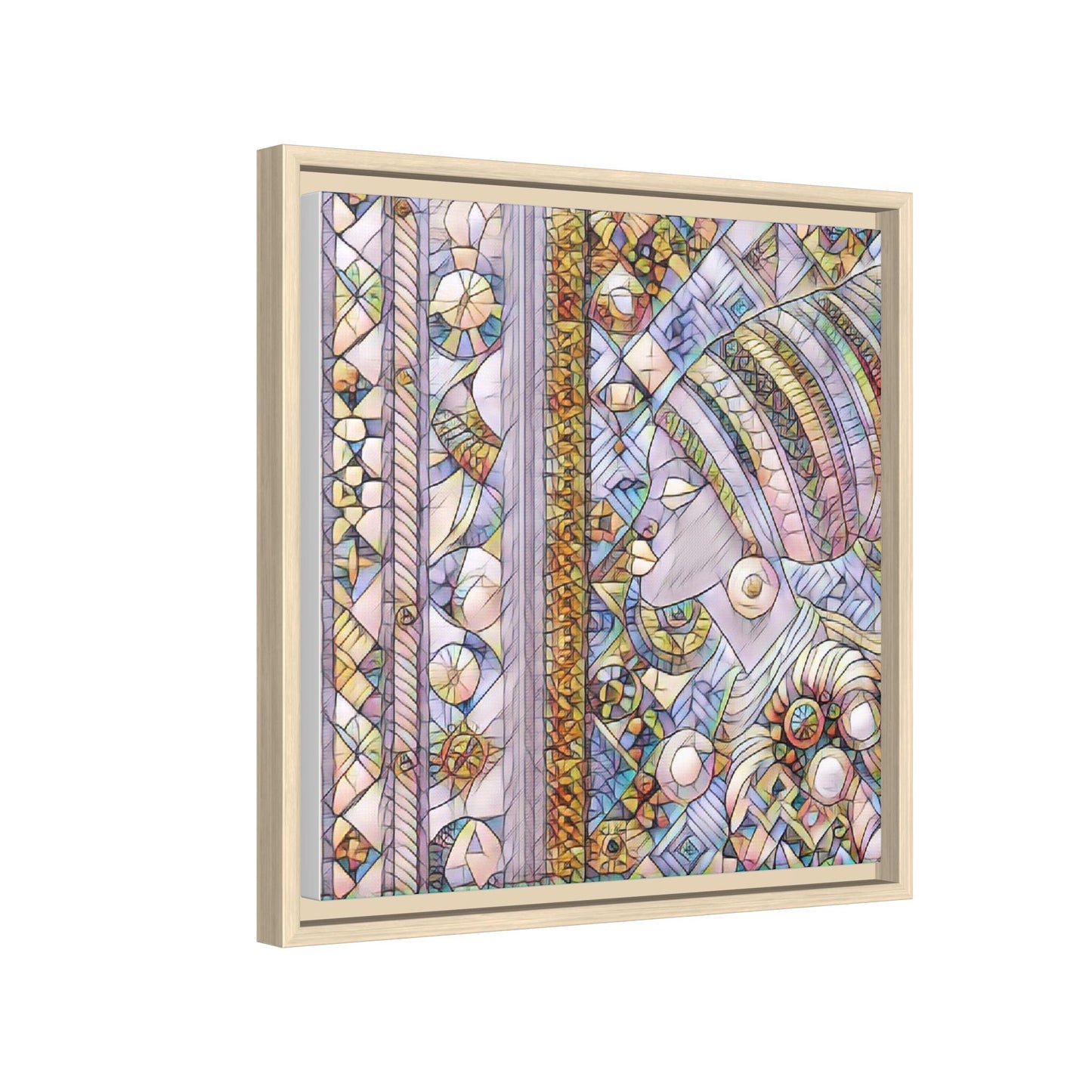 Afrocentric Stained-Glass Portrait Matte Framed Canvas