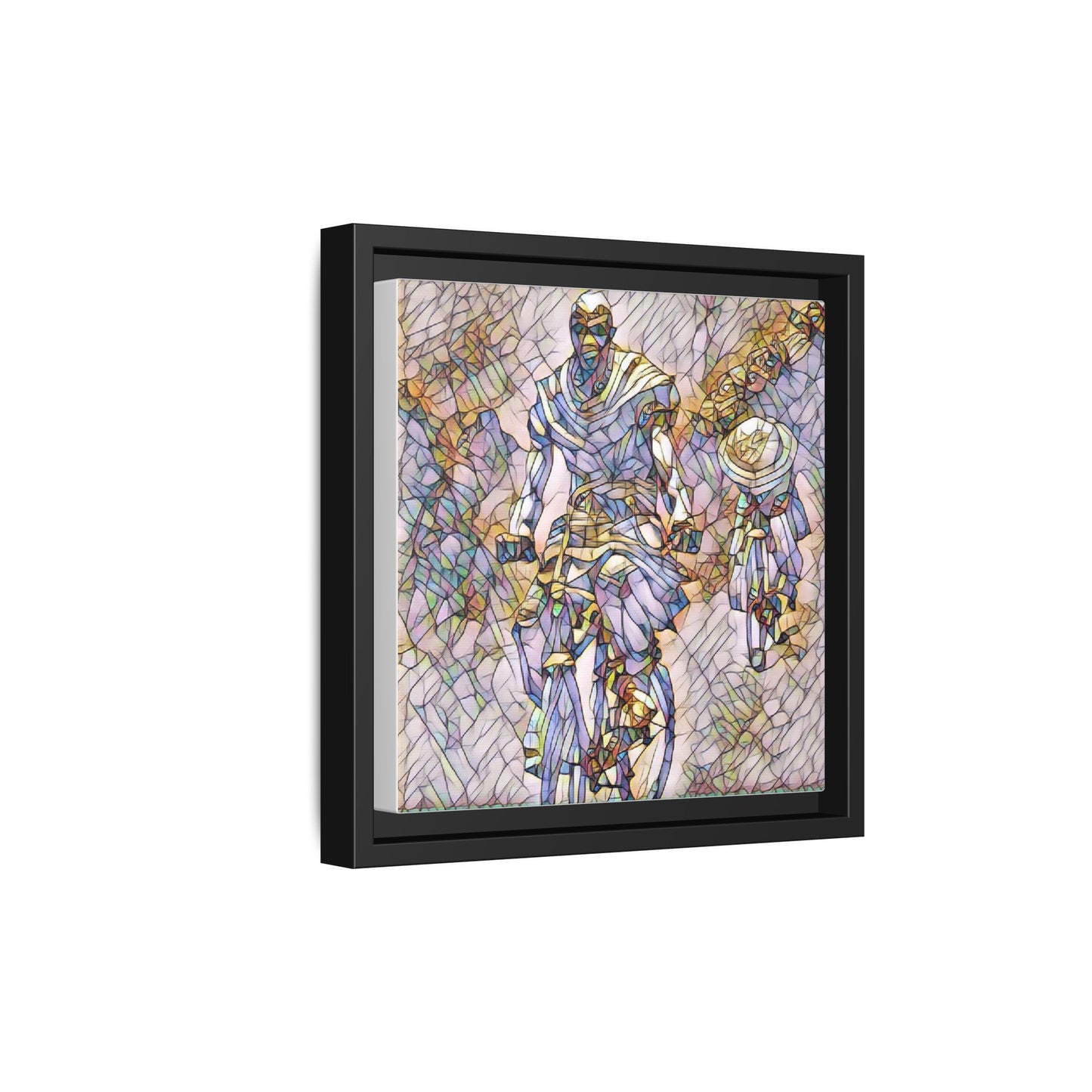 Framed Matte Canvas — Abstract Cyclist Artwork (Multi‑Color)