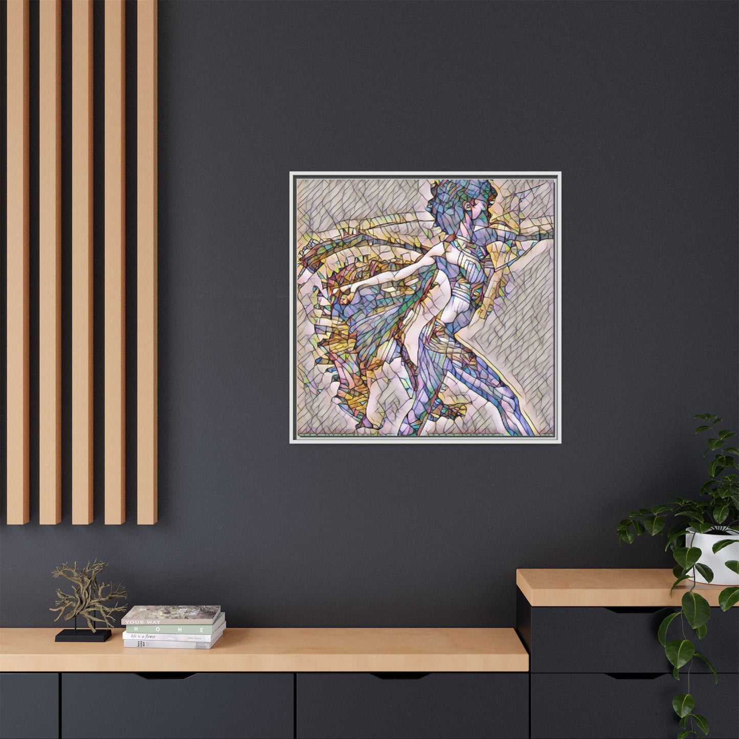 Abstract Stained-Glass Dancer Framed Canvas Art