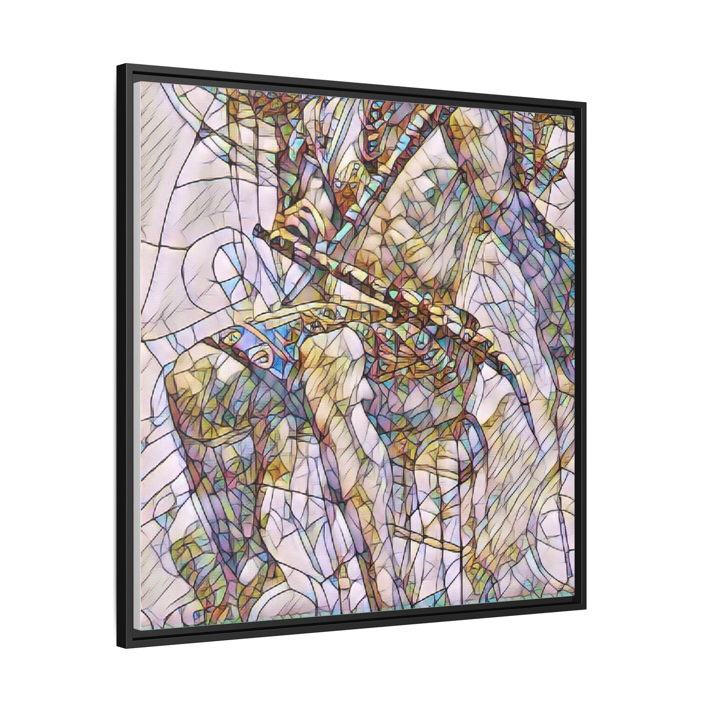 Framed Abstract Musician Canvas Art — Multi‑Color Jazz Saxophone Print