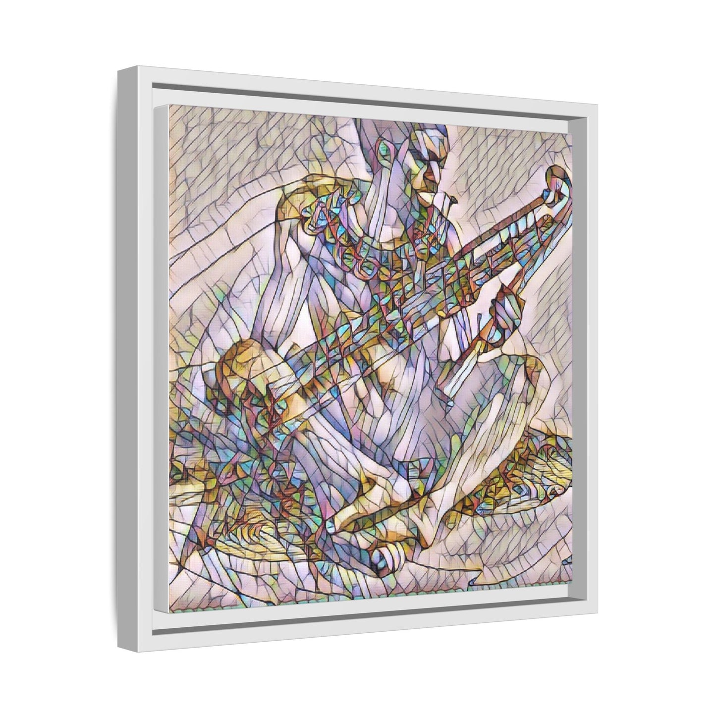 Framed Abstract Musician Canvas Art — Multicolor Modern Wall Decor