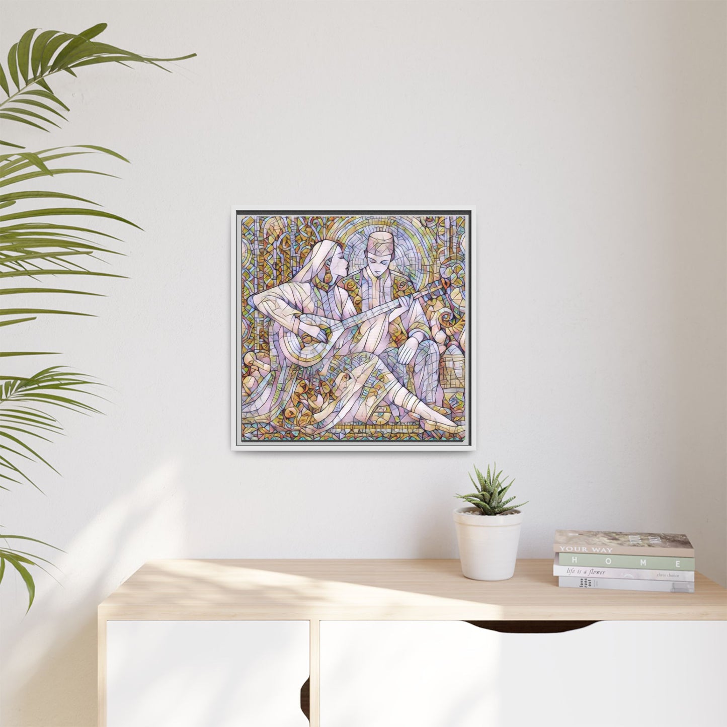Love Song Serenade - Framed Canvas Wall Art | Guitar Player Romantic Print