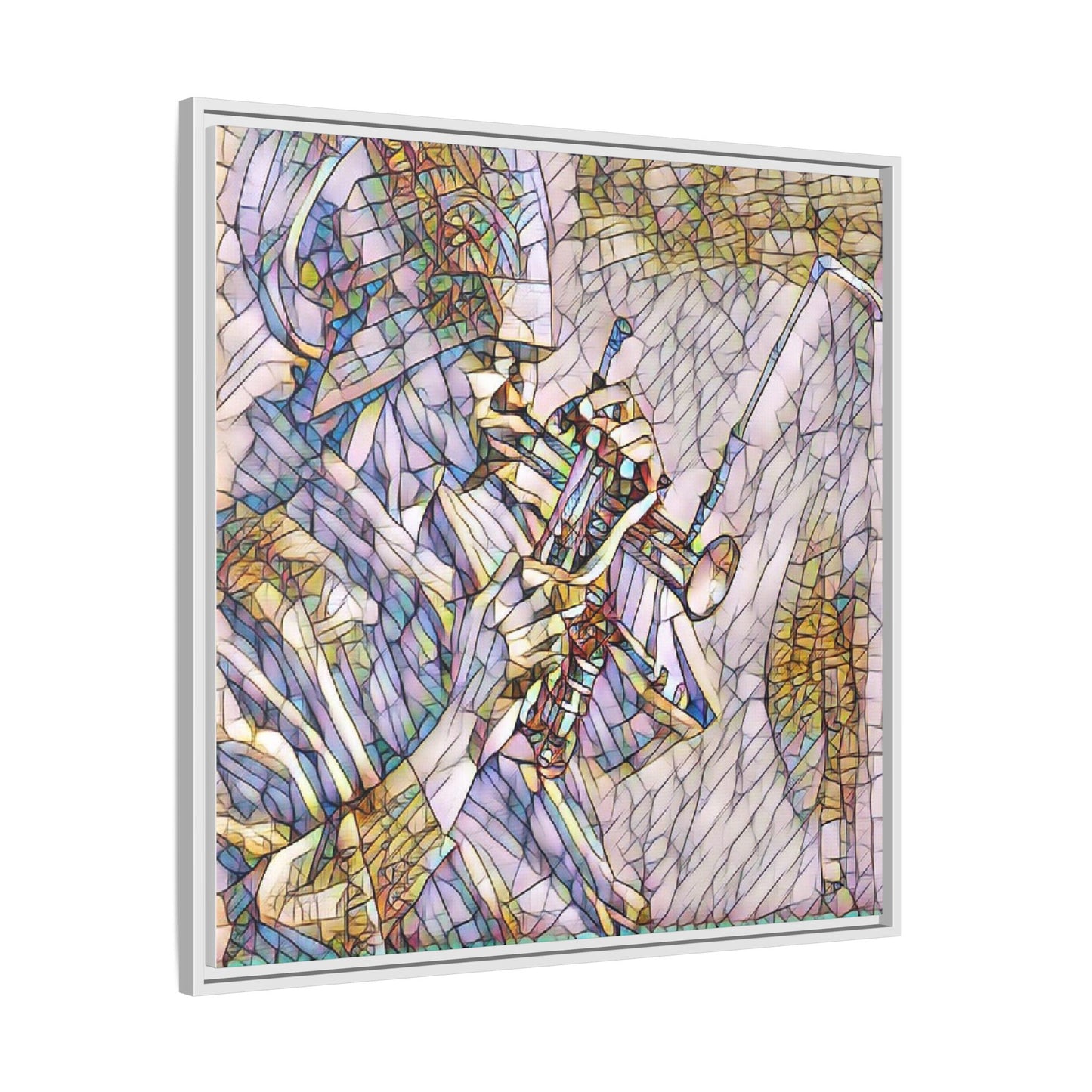 Framed Abstract Trumpet Player Matte Canvas Art