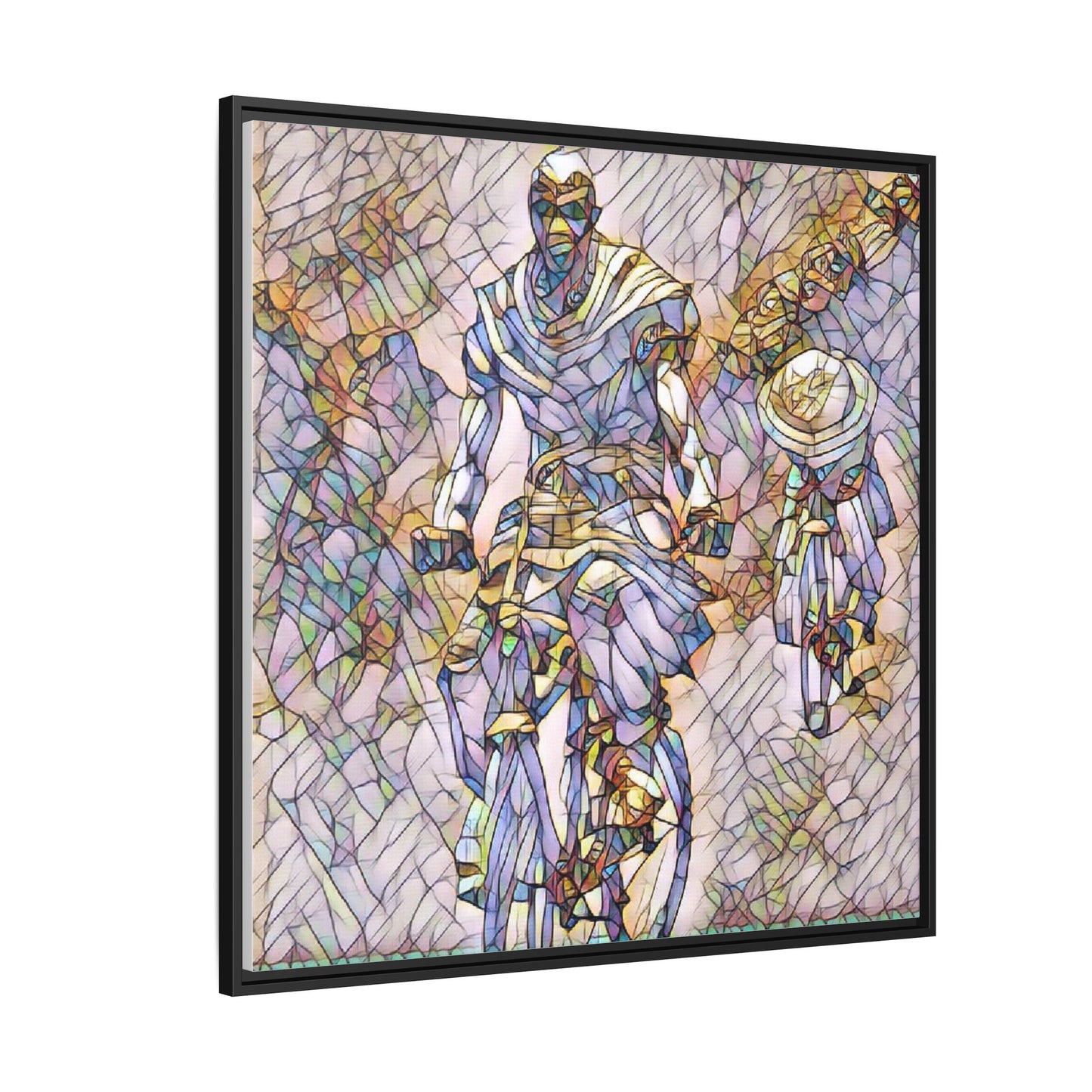 Framed Matte Canvas — Abstract Cyclist Artwork (Multi‑Color)