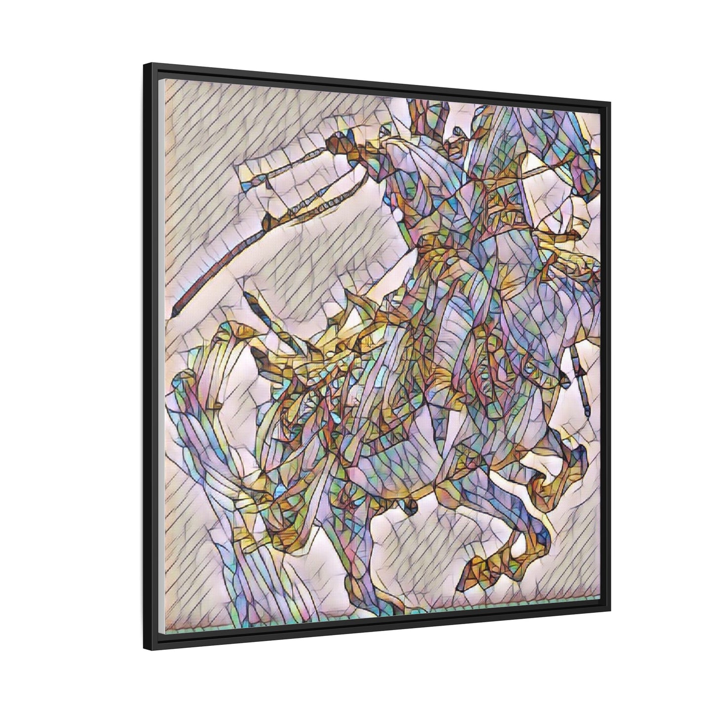 Framed Abstract Stained-Glass Horse Canvas
