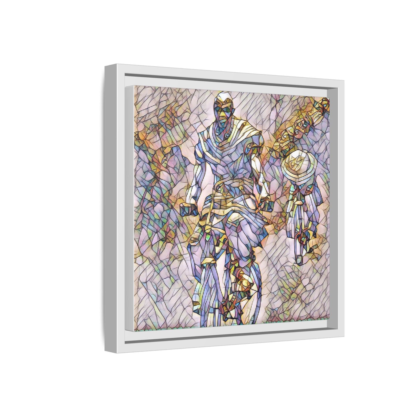 Framed Matte Canvas — Abstract Cyclist Artwork (Multi‑Color)