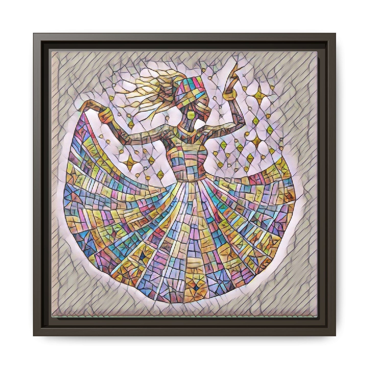 Colorful Mosaic Dance Framed Canvas Art