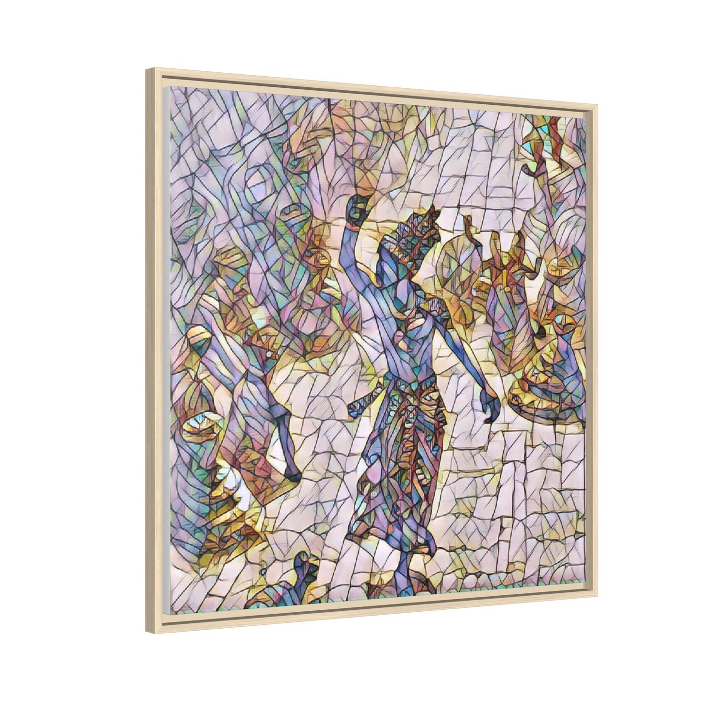 Framed Canvas Art — Colorful Mosaic Krishna Dance Print