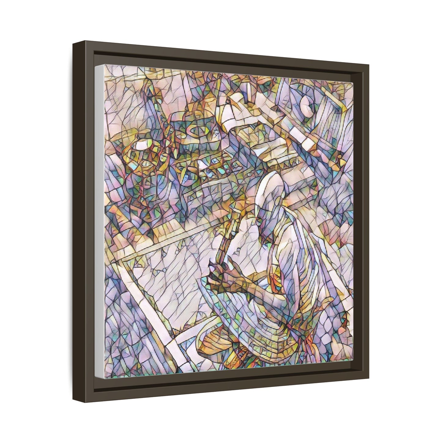 Stained-Glass DJ Matte Canvas Print (Framed) — Colorful Music Room Wall Art