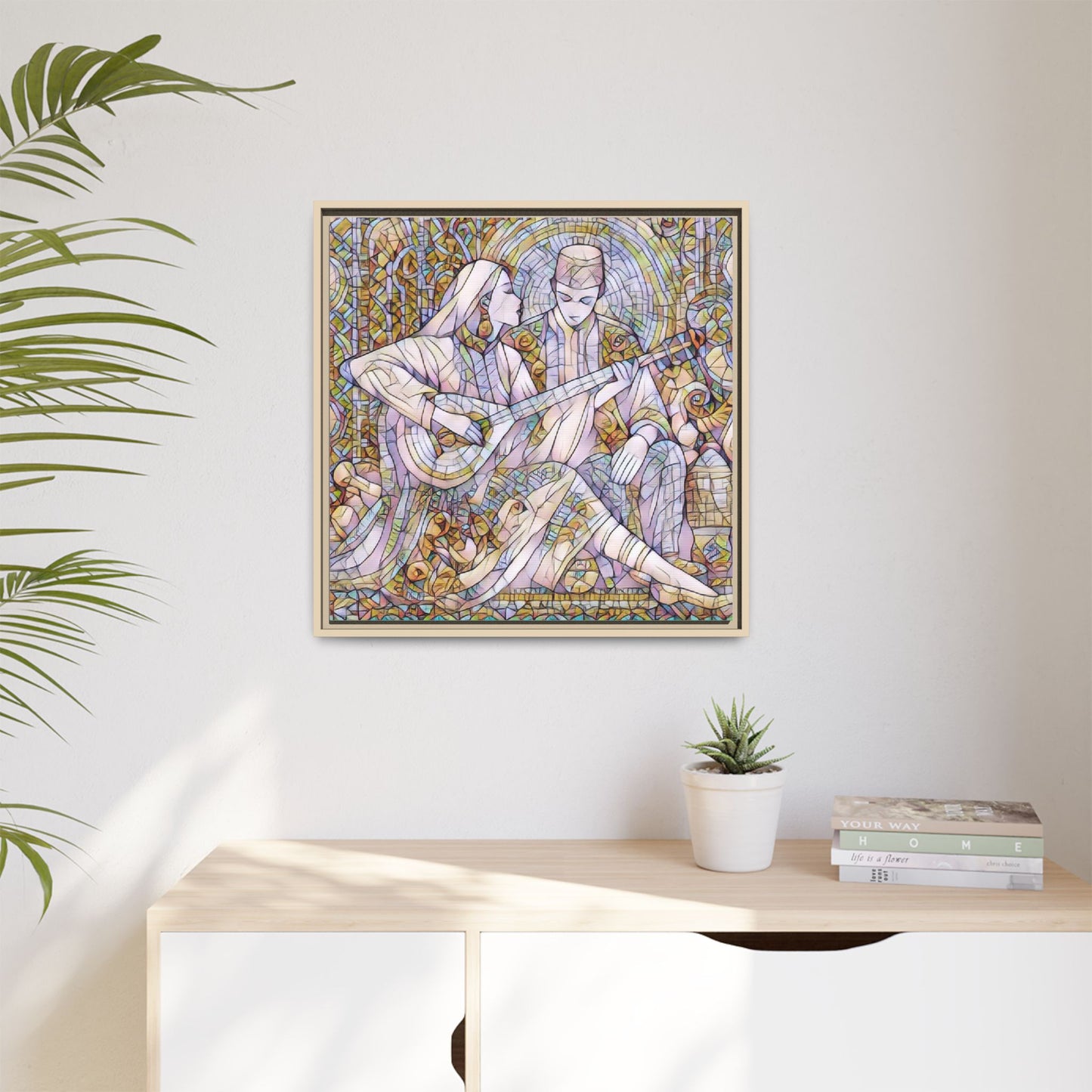 Love Song Serenade - Framed Canvas Wall Art | Guitar Player Romantic Print