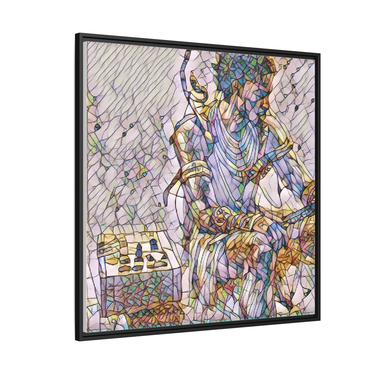 Framed Matte Canvas Art — Abstract Stained-Glass Chess Player