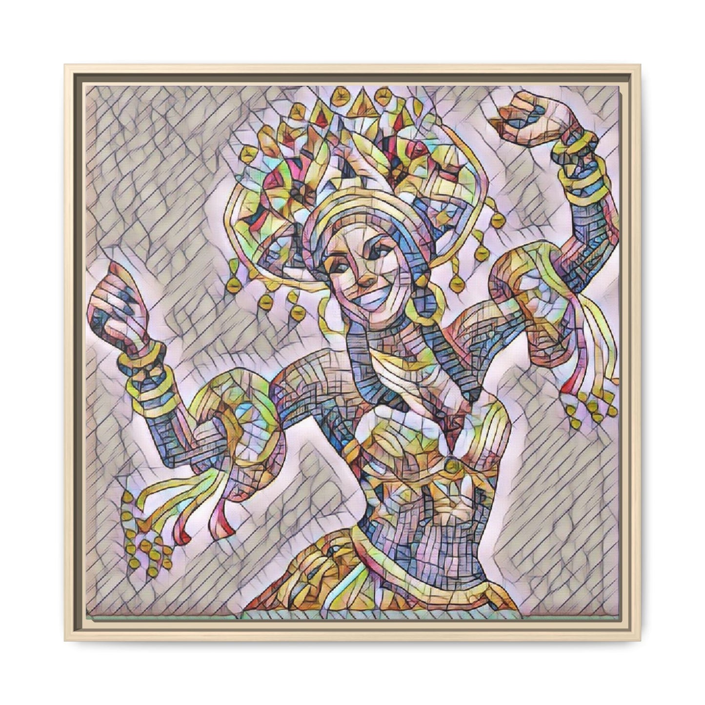 Framed Matte Canvas: Colorful Carnival Dancer Artwork – Vibrant Ethnic Dance Wall Art