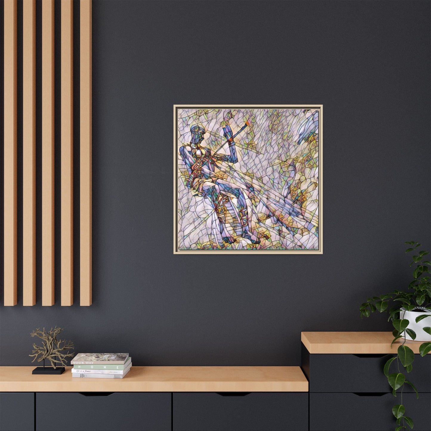 Abstract Stained-Glass Warrior Framed Canvas