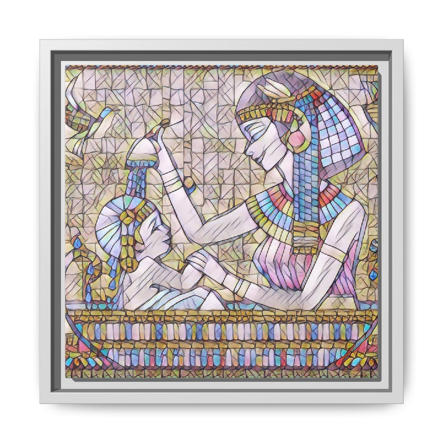 Egyptian Mosaic Mother & Child Framed Matte Canvas