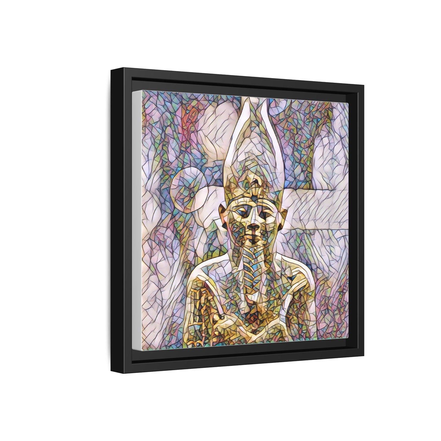 Egyptian Pharaoh Stained-Glass Style Matte Canvas Print, Framed