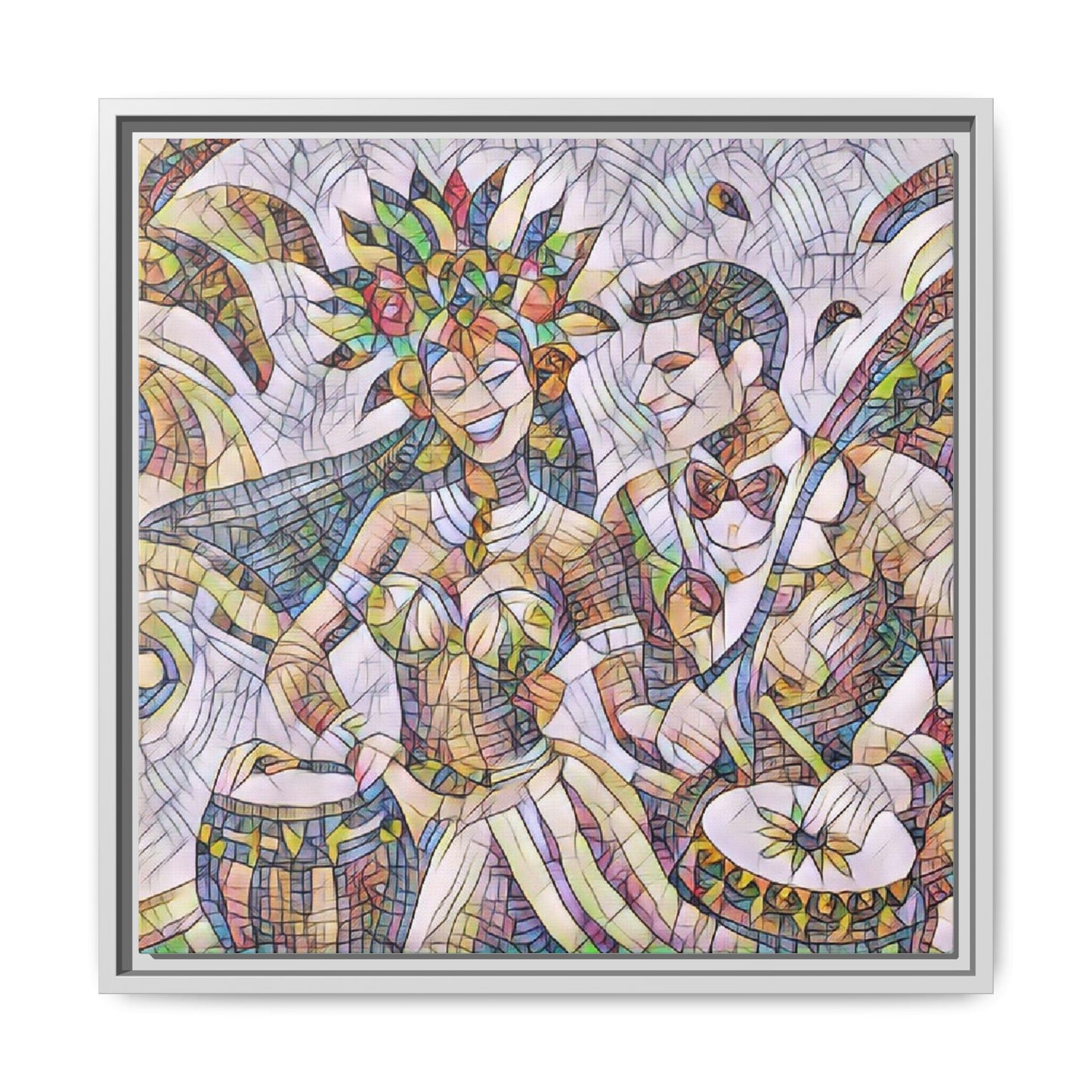 Carnival Samba Dancers Framed Canvas Art — Colorful Brazilian Festival Wall Decor