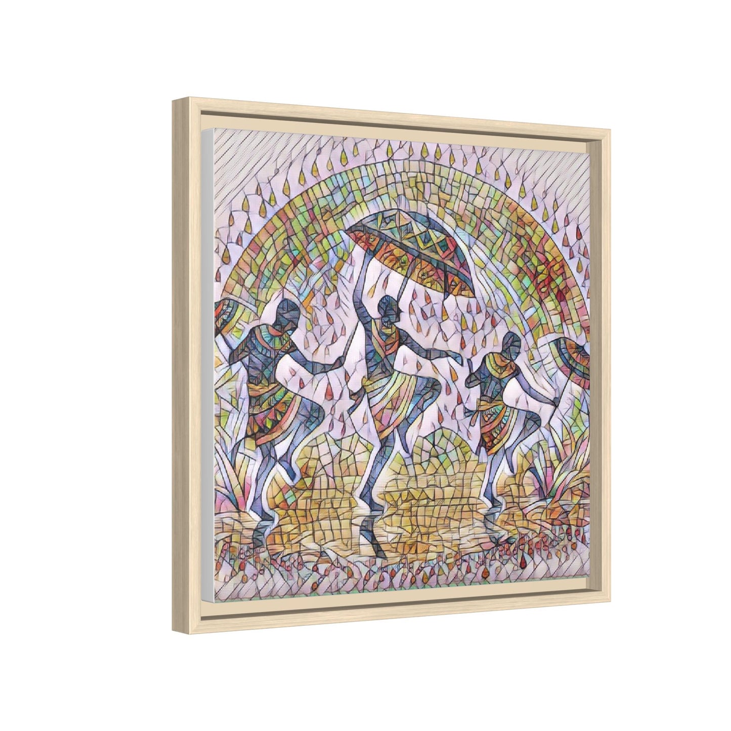 Framed Canvas Art — Colorful African Dance Mosaic