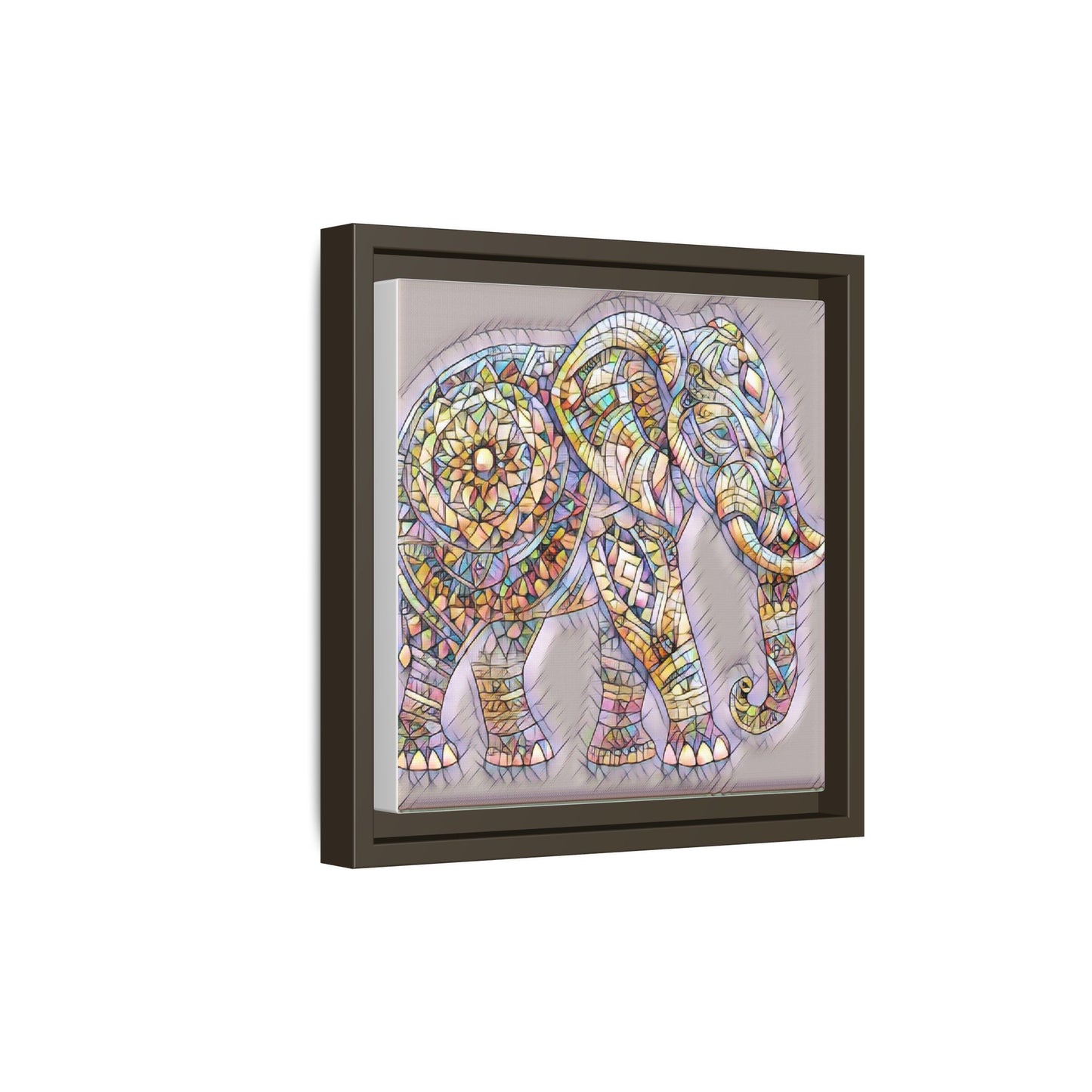 Colorful Mosaic Elephant Framed Canvas Print