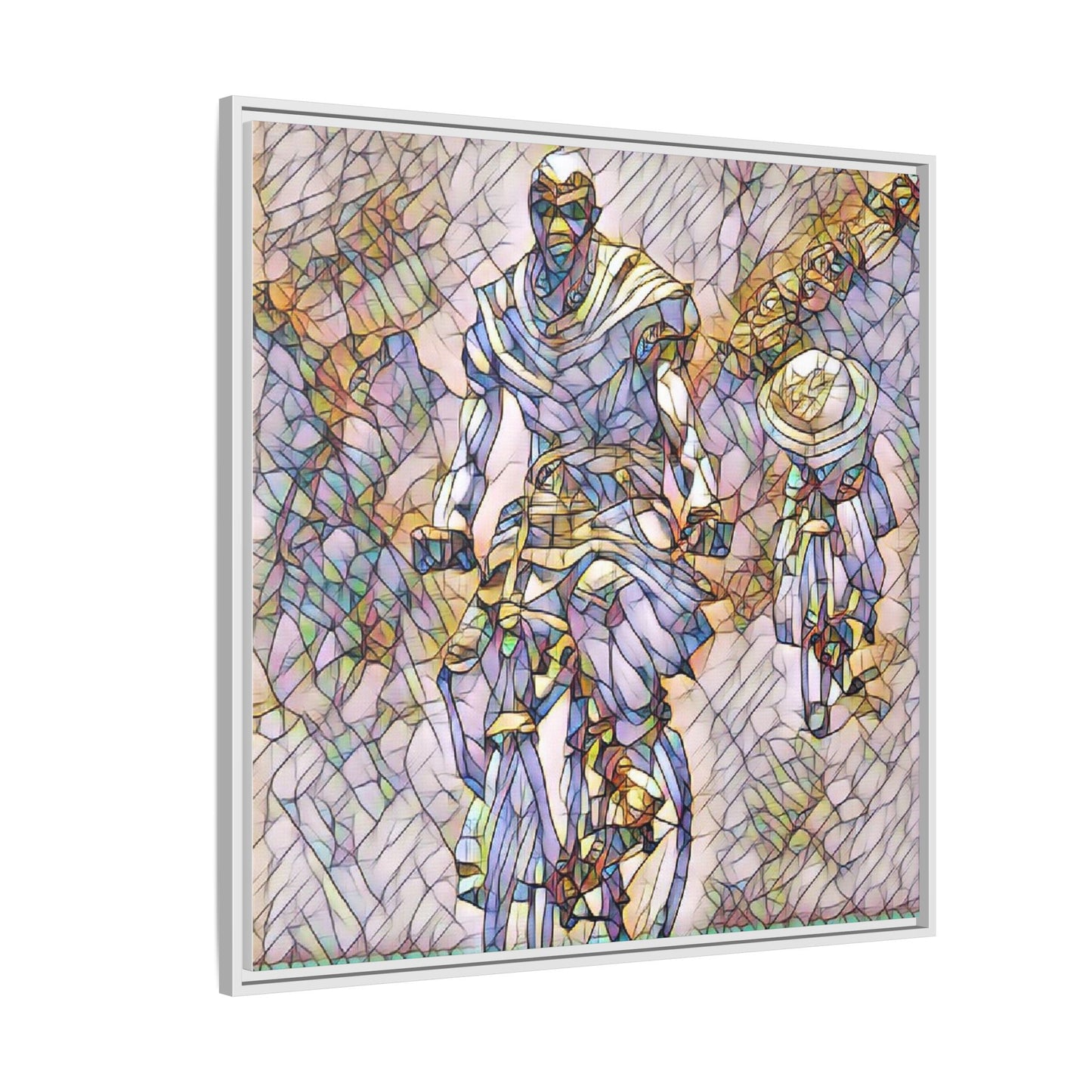 Framed Matte Canvas — Abstract Cyclist Artwork (Multi‑Color)
