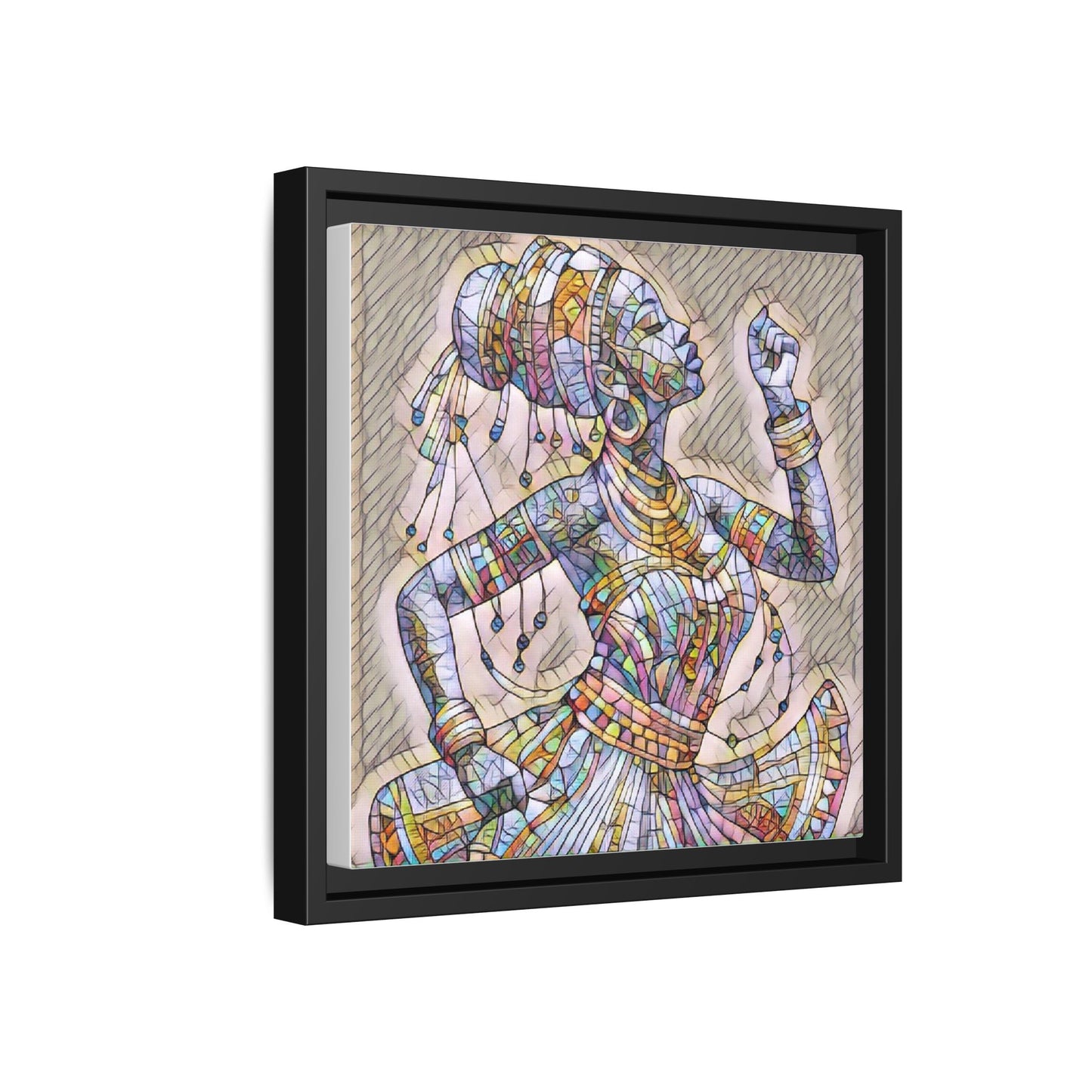 Framed Canvas Art — Colorful Mosaic Dancer