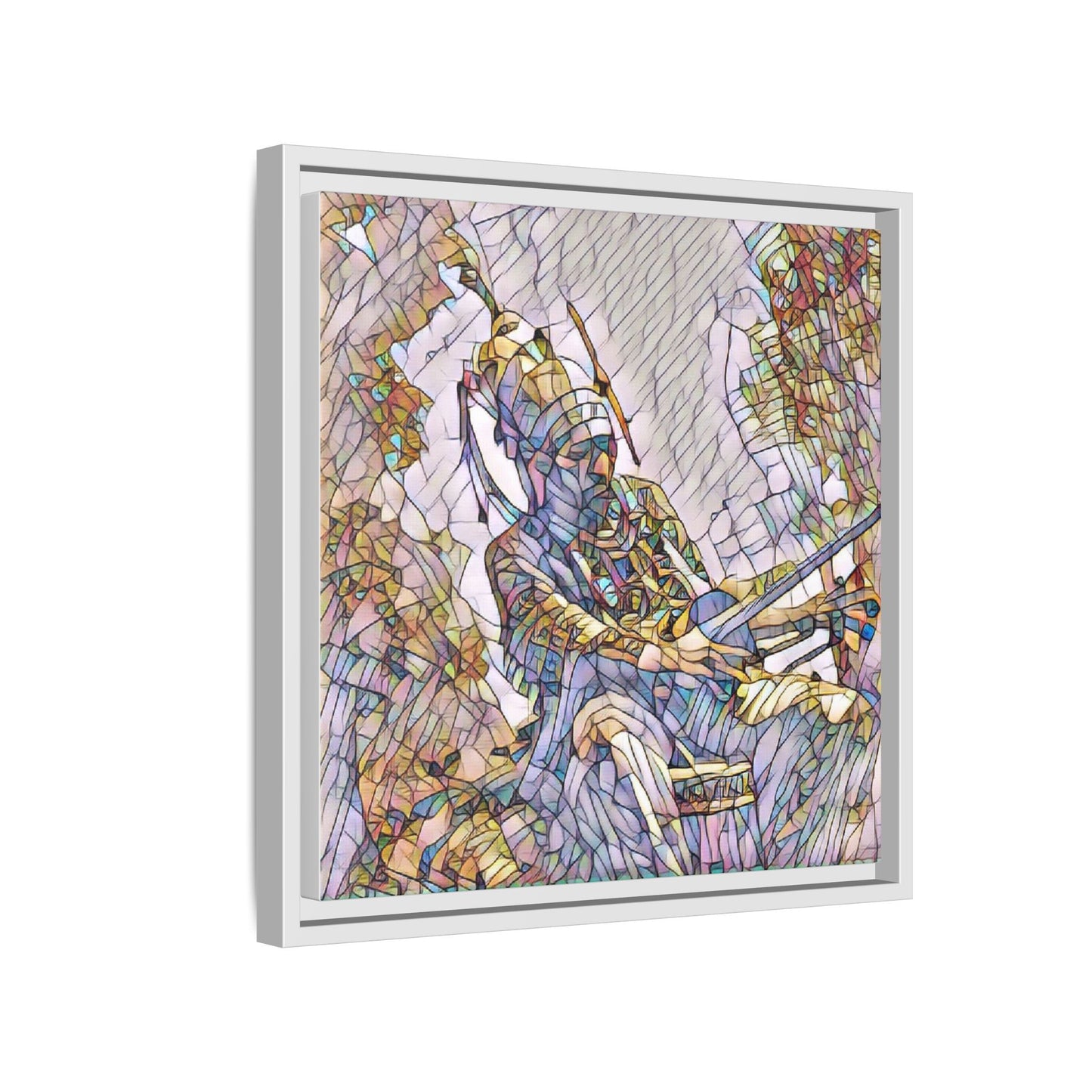 Framed Archery Canvas Print — Stained-Glass Archer Wall Art
