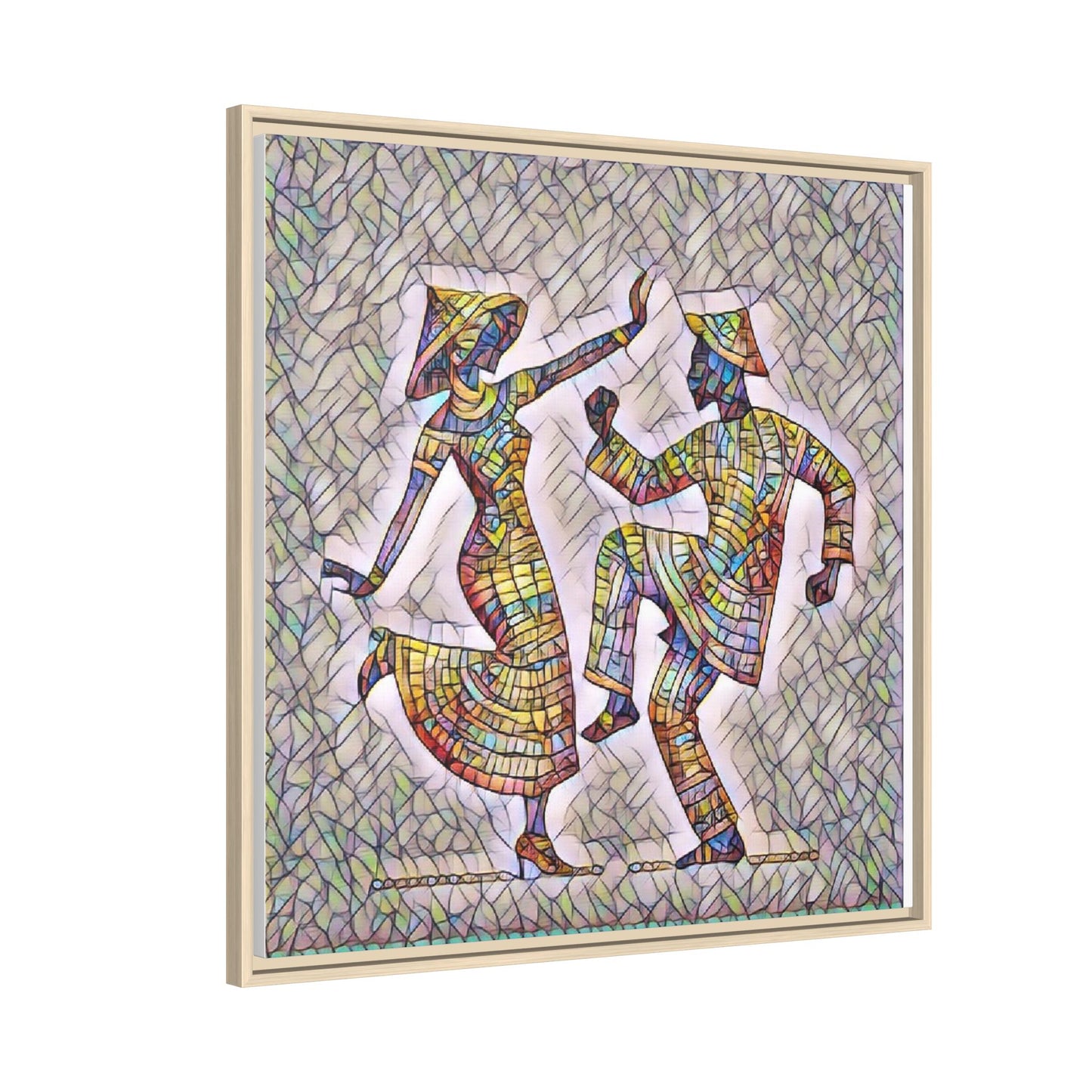 Colorful Folk Dance Matte Canvas Print (Framed)