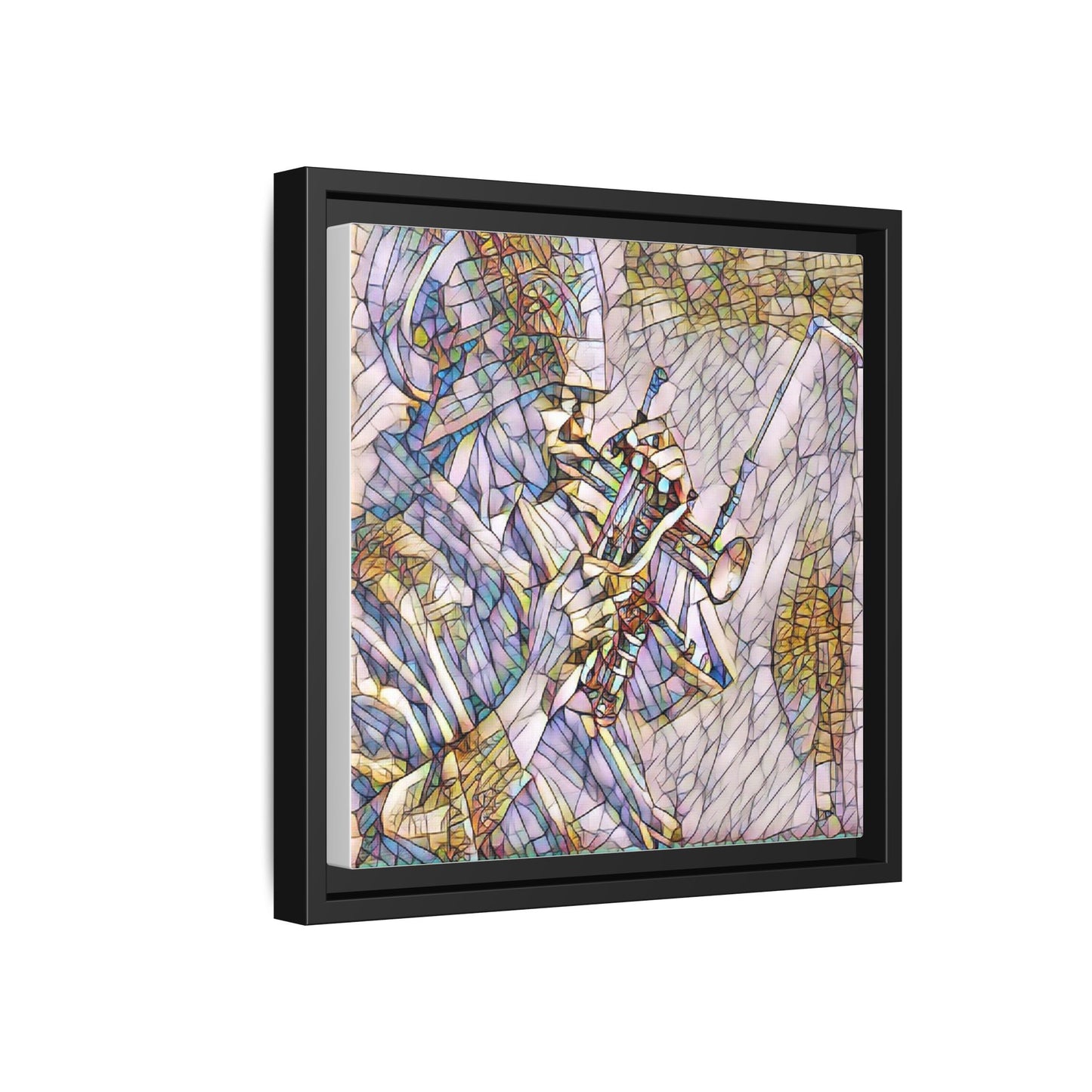 Framed Abstract Trumpet Player Matte Canvas Art