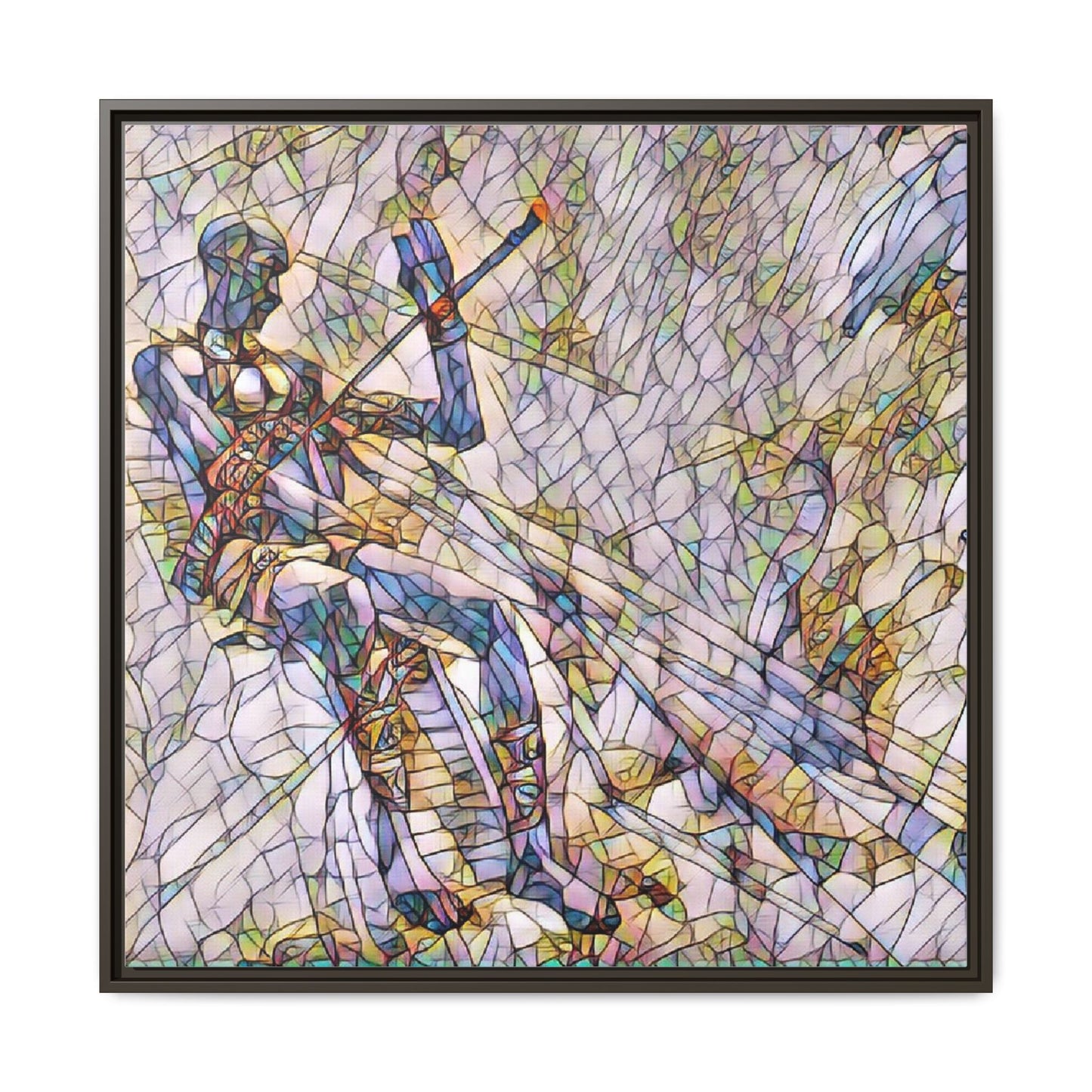 Abstract Stained-Glass Warrior Framed Canvas