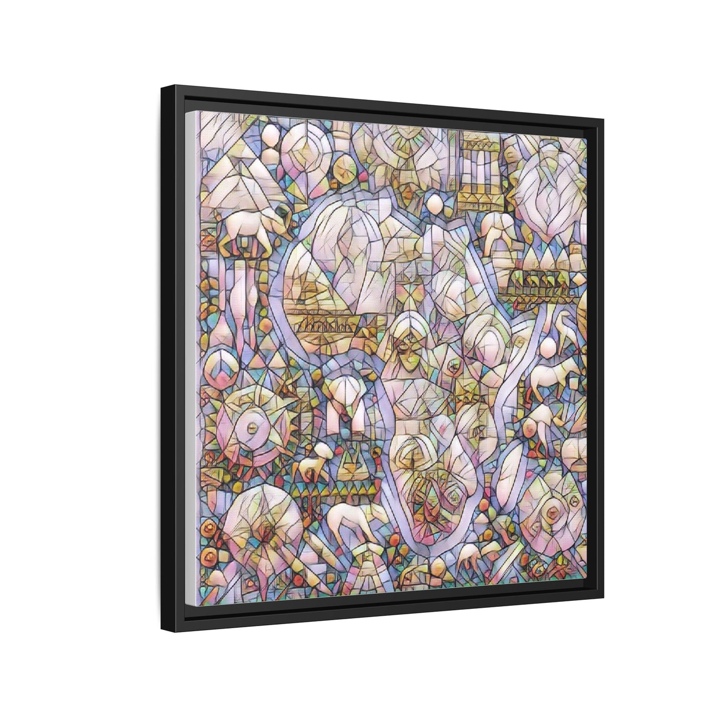 Abstract Stained-Glass Style Framed Canvas Print