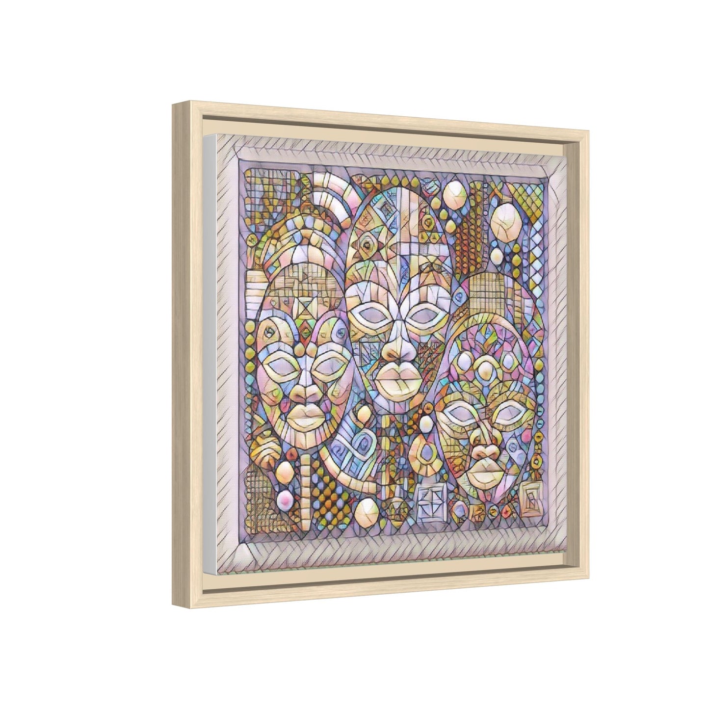 Abstract African Mask Art — Framed Matte Canvas Wall Art