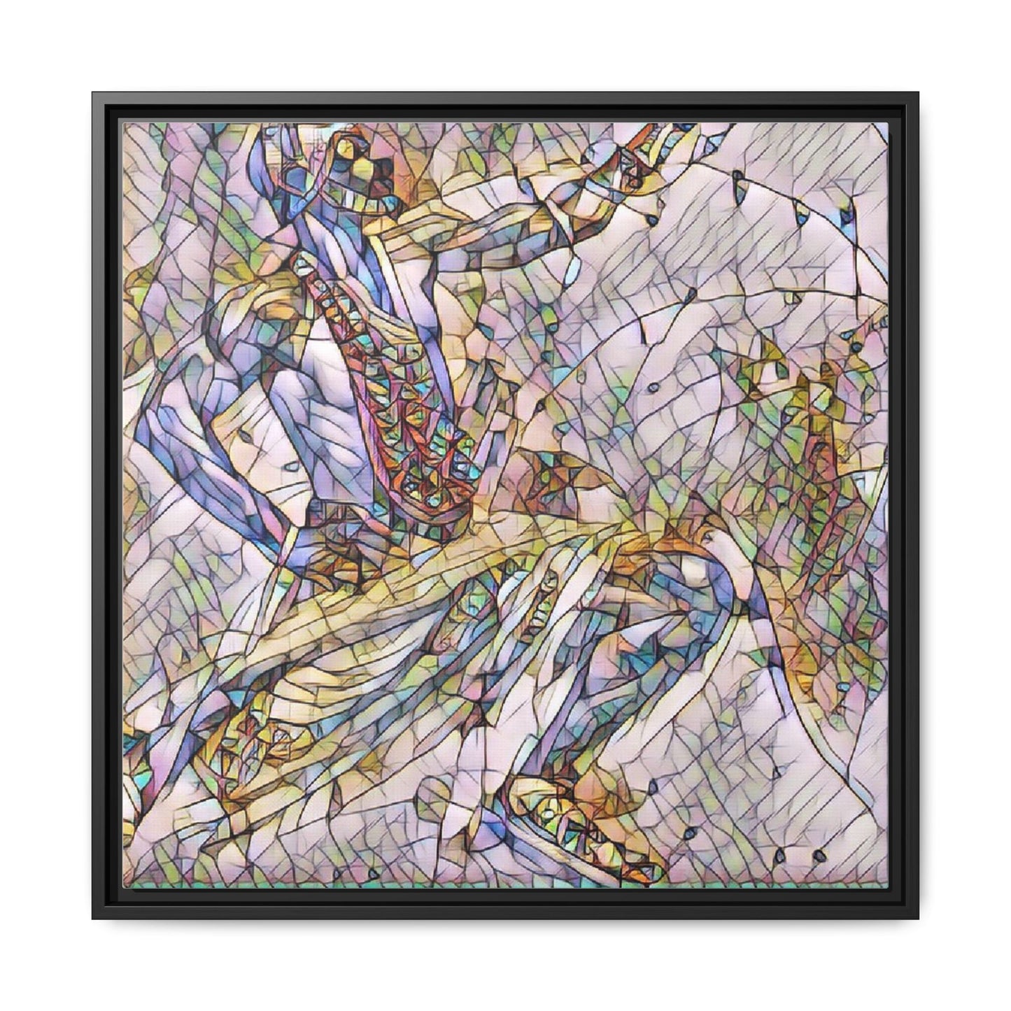 Abstract Stained-Glass Dancers — Framed Matte Canvas Art